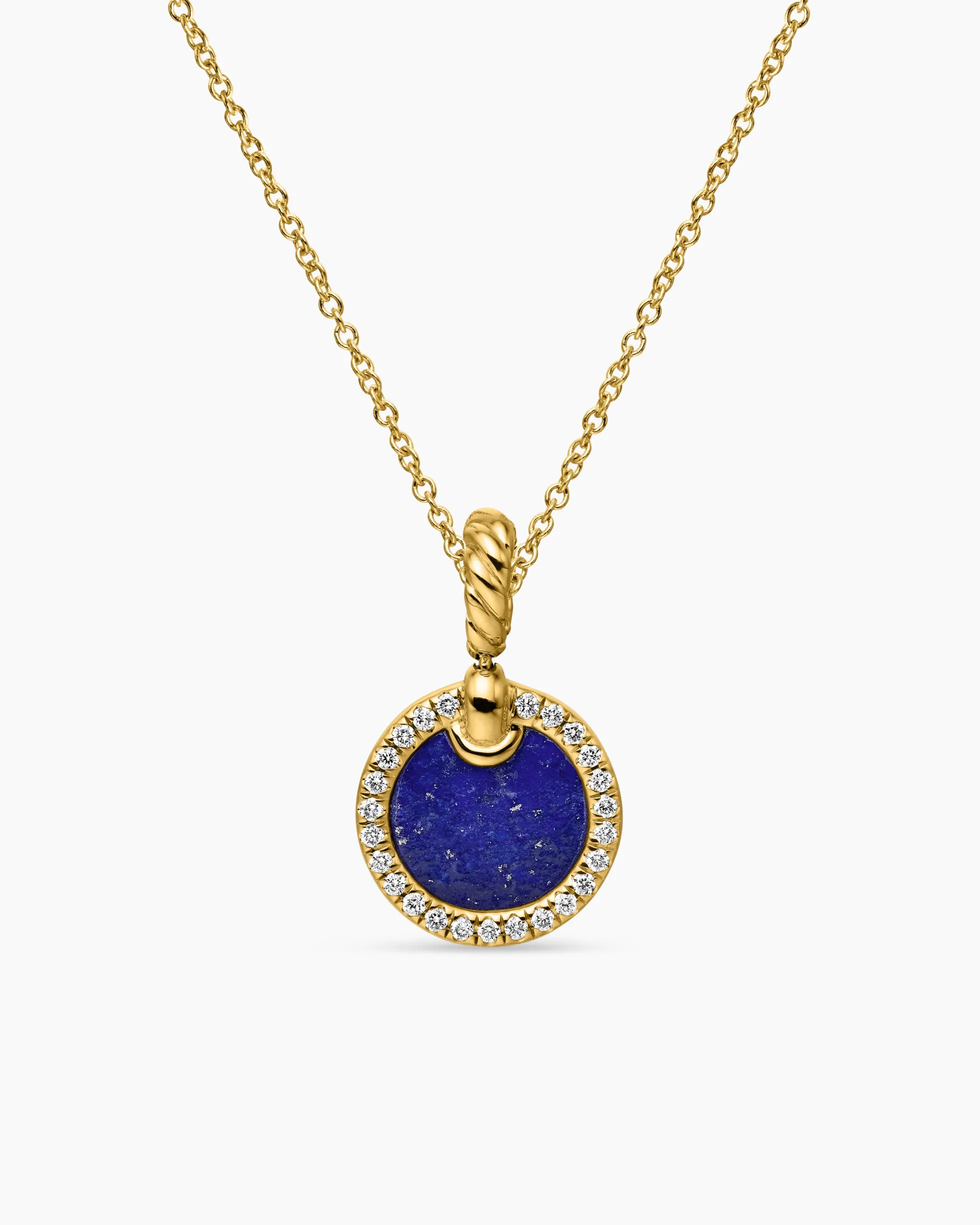 Petite DY Elements® Pendant Necklace 18K Yellow Gold with Lapis and Diamonds, 17.8mm