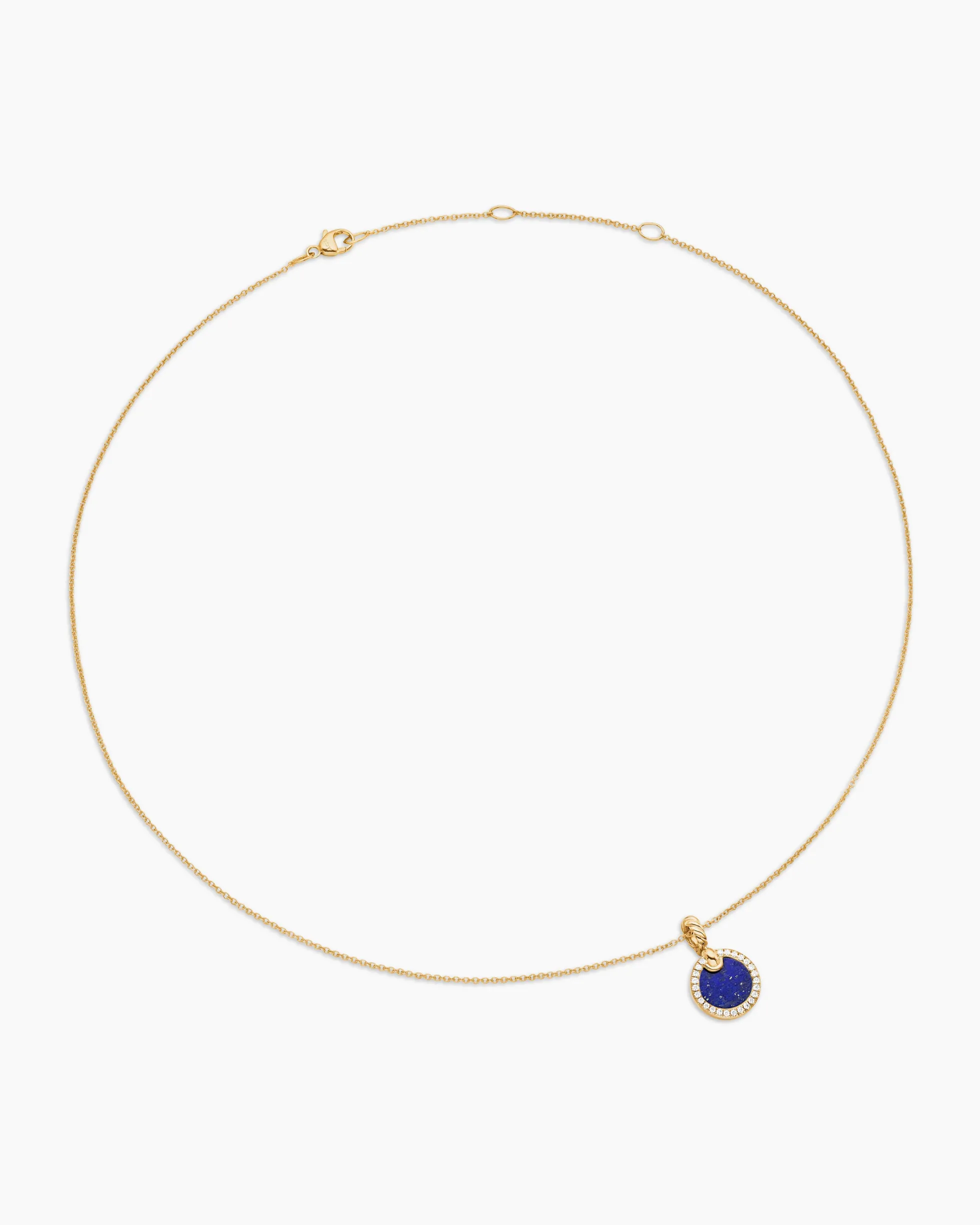Petite DY Elements® Pendant Necklace 18K Yellow Gold with Lapis and Diamonds, 17.8mm