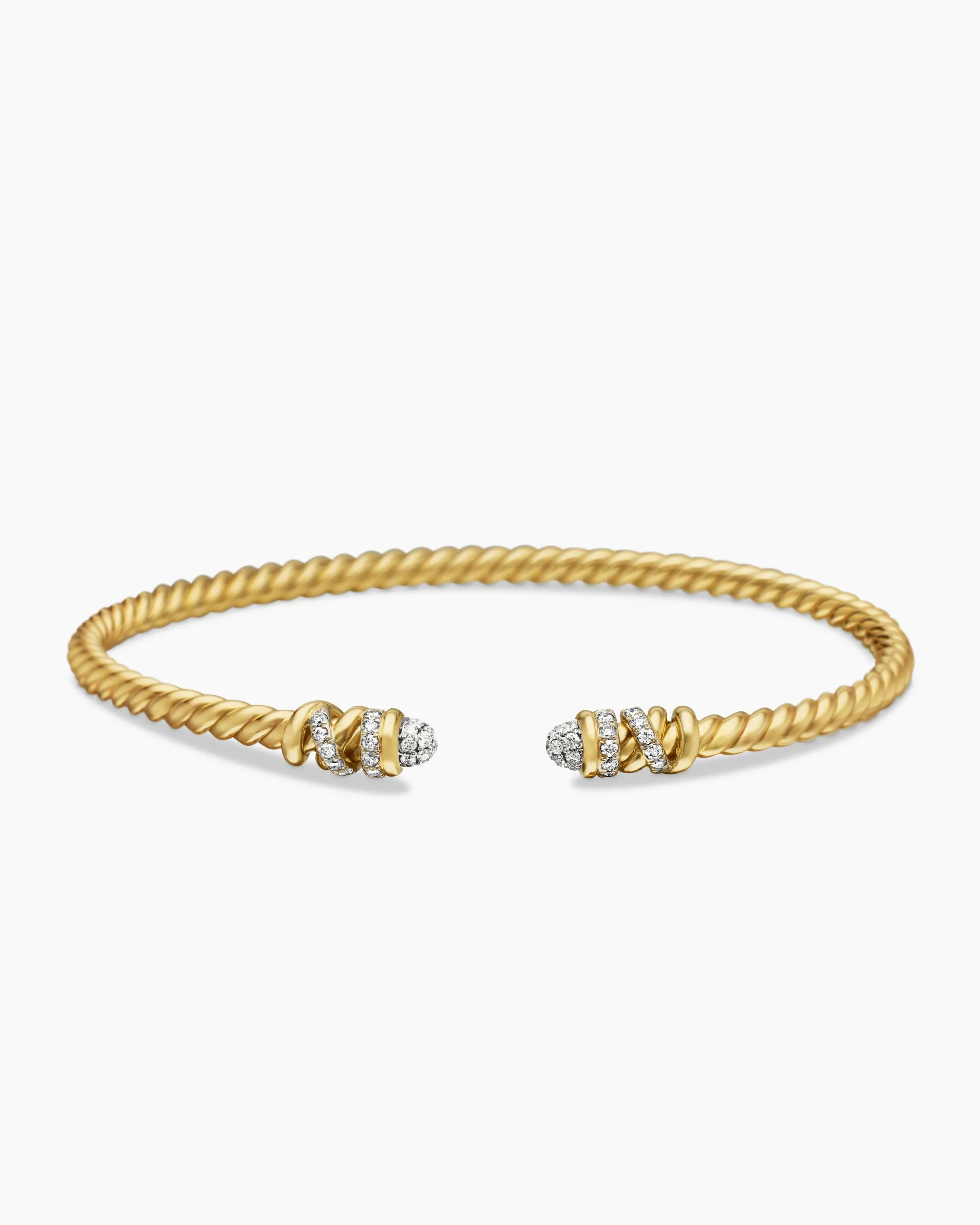 Petite Helena Cablespira® Bracelet 18K Yellow Gold with Diamonds, 3mm