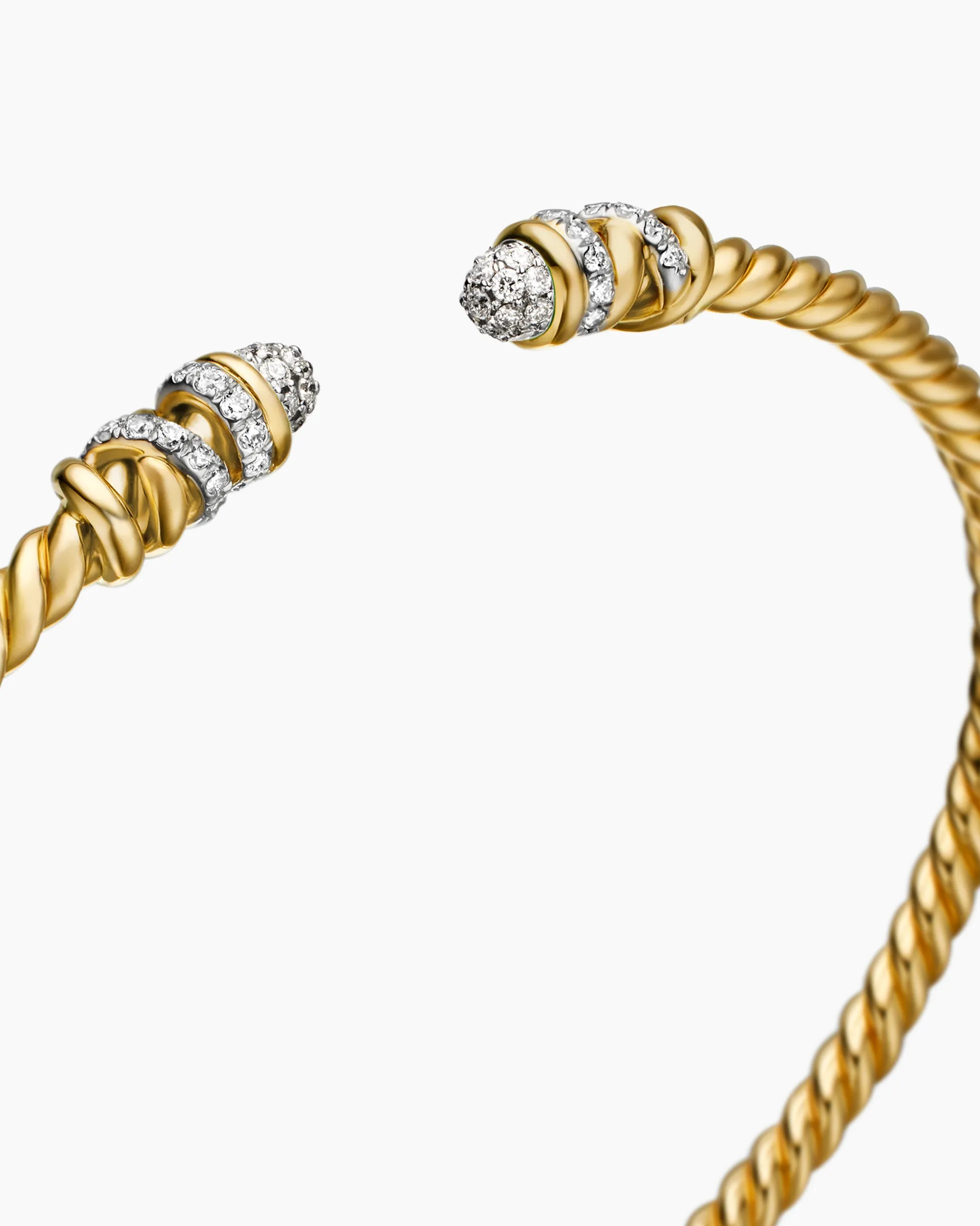 Petite Helena Cablespira® Bracelet 18K Yellow Gold with Diamonds, 3mm