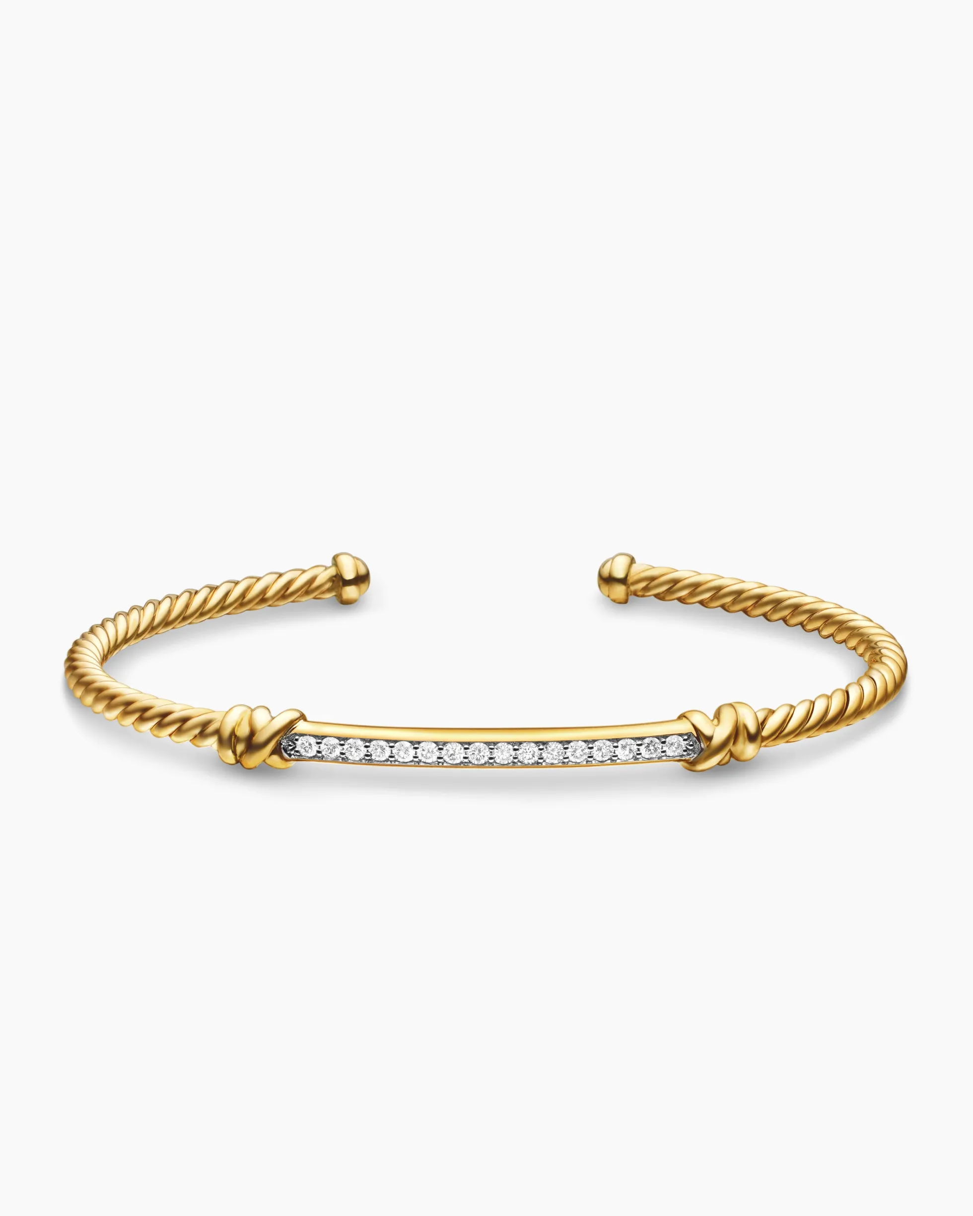 Petite Helena Cablespira® Station Bracelet 18K Yellow Gold with Diamonds, 3mm