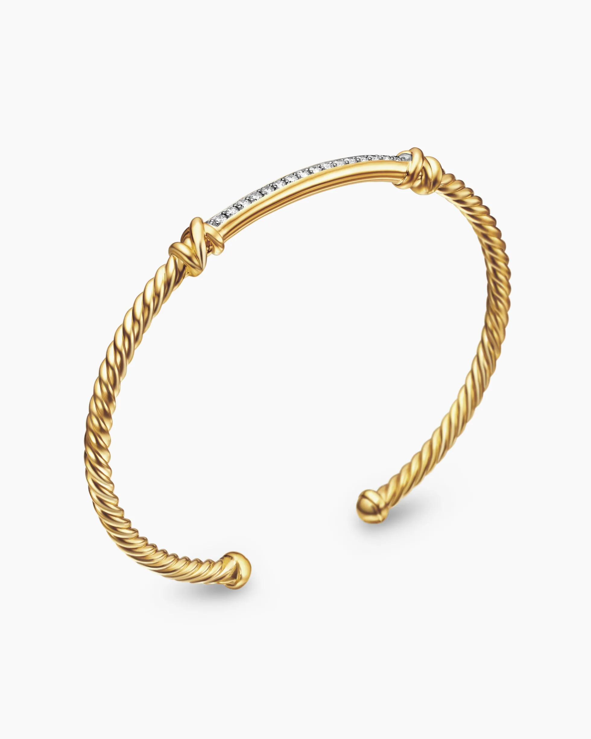 Petite Helena Cablespira® Station Bracelet 18K Yellow Gold with Diamonds, 3mm