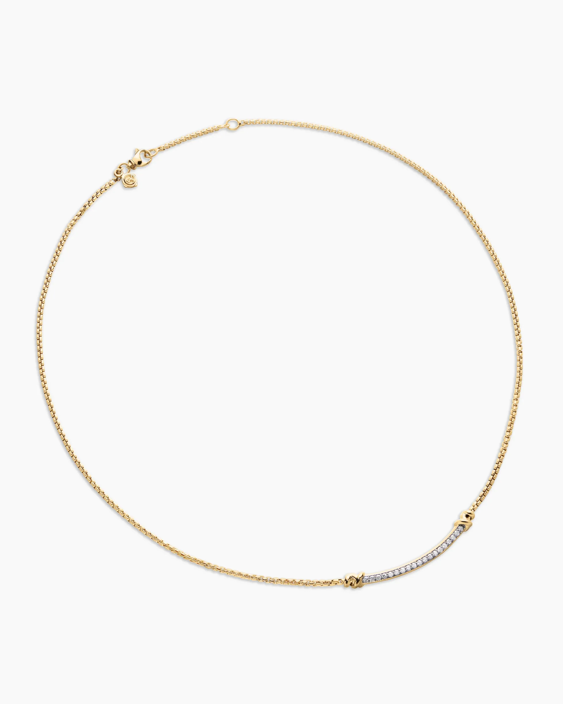 Petite Helena Wrap Station Necklace 18K Yellow Gold with Diamonds, 29mm