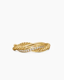 Petite Infinity Band Ring 18K Yellow Gold with Diamonds, 4mm