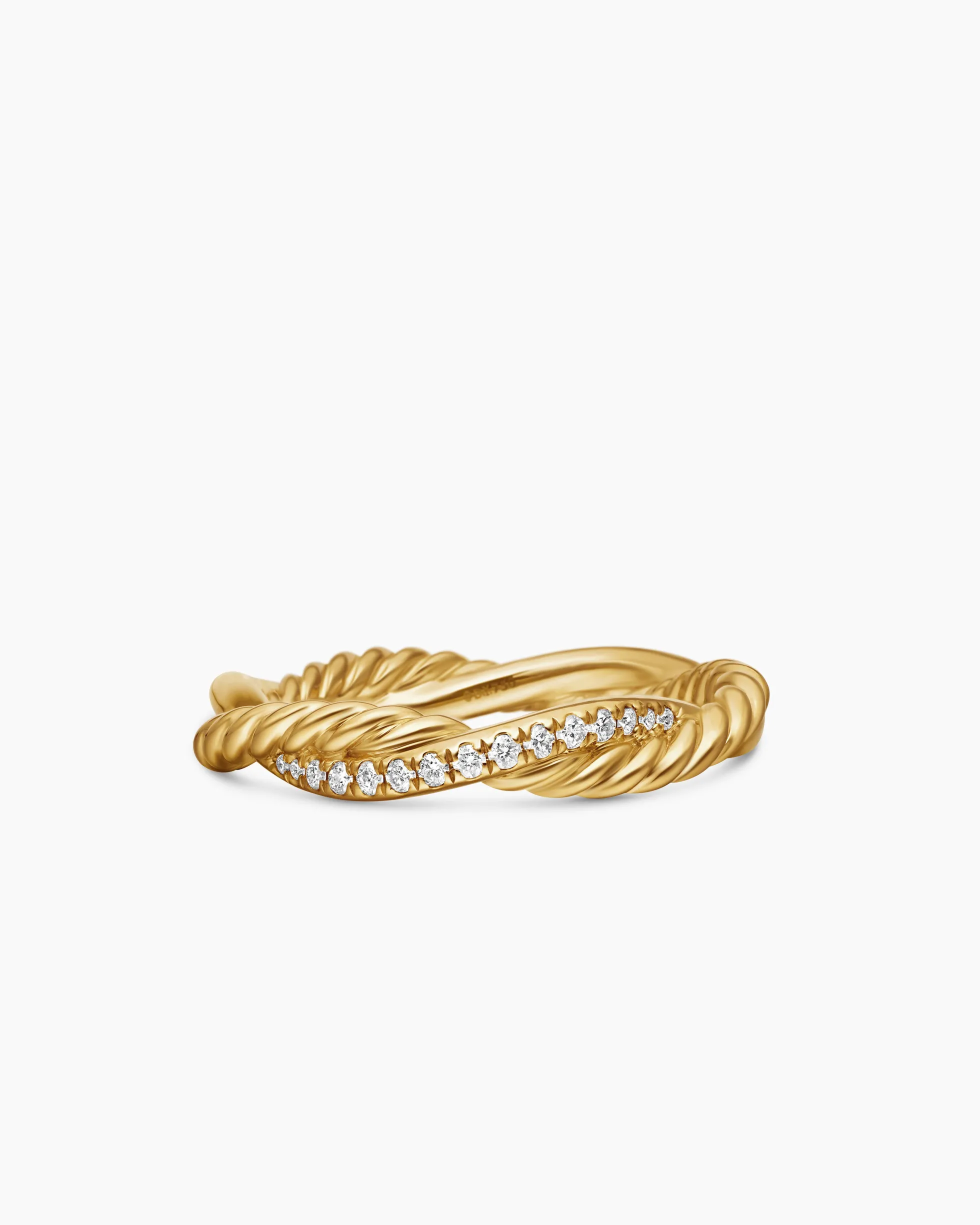 Petite Infinity Band Ring 18K Yellow Gold with Diamonds, 4mm