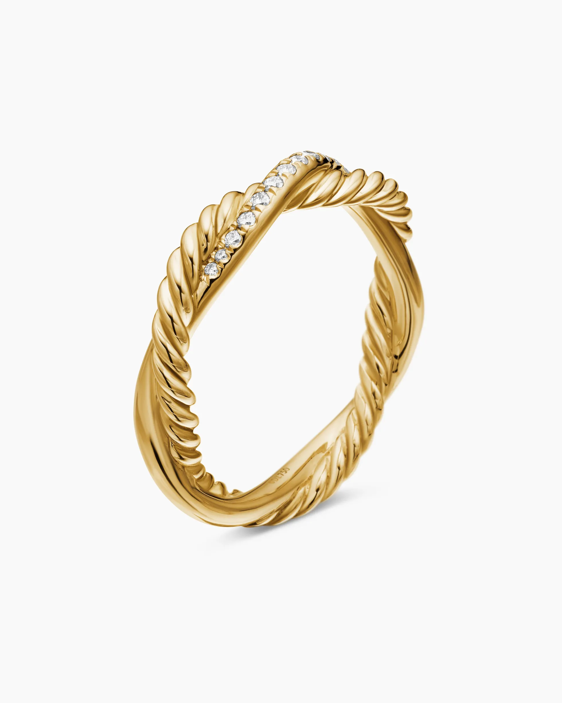 Petite Infinity Band Ring 18K Yellow Gold with Diamonds, 4mm