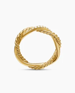 Petite Infinity Band Ring 18K Yellow Gold with Diamonds, 4mm