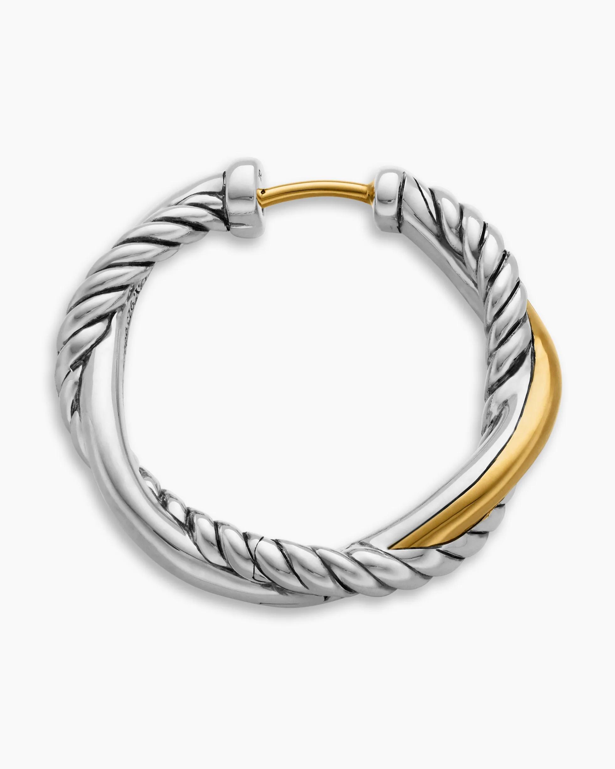 Petite Infinity Hoop Earrings Sterling Silver with 14K Yellow Gold, 17.3mm