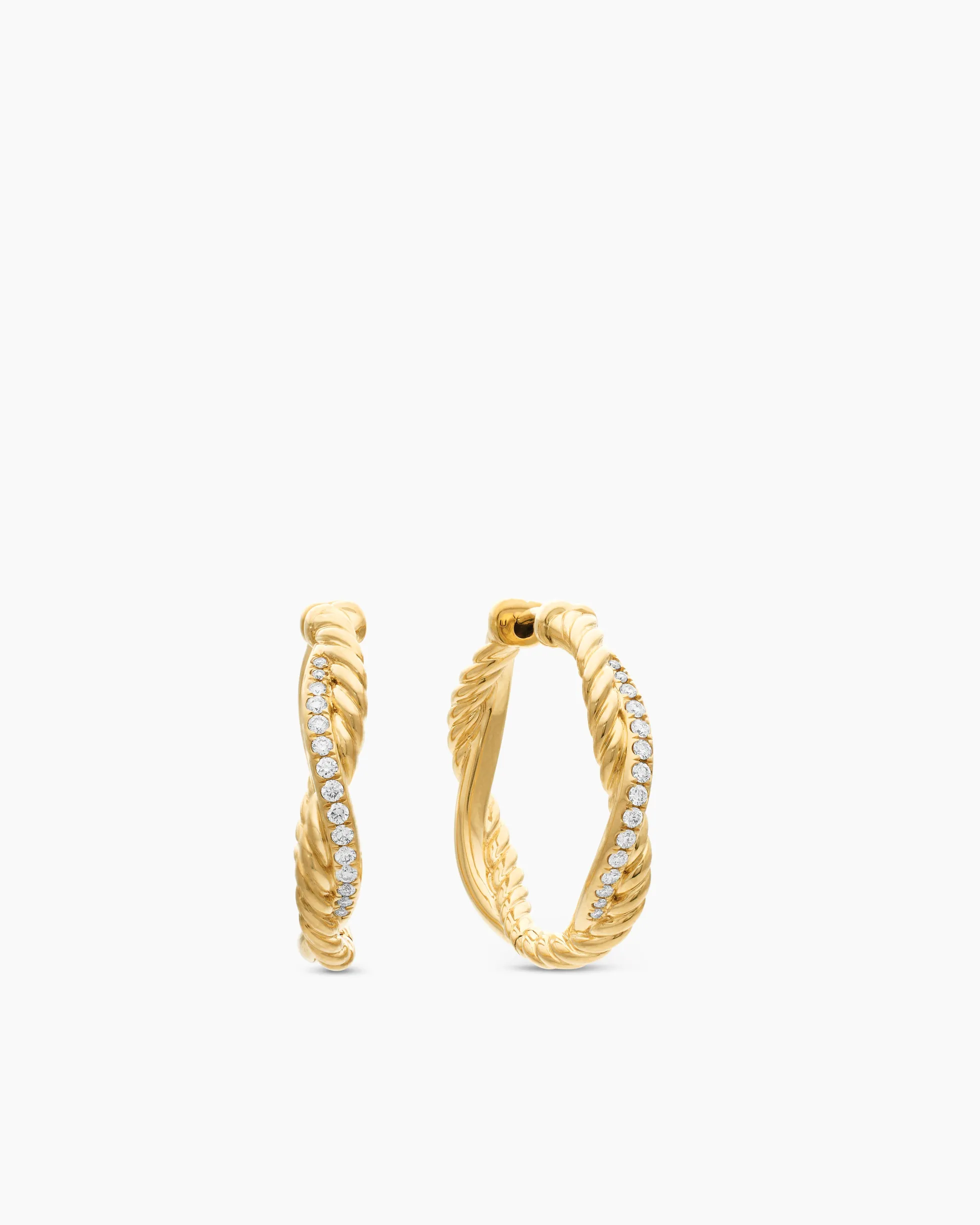 Petite Infinity Hoop Earrings 18K Yellow Gold with Diamonds, 17.3mm
