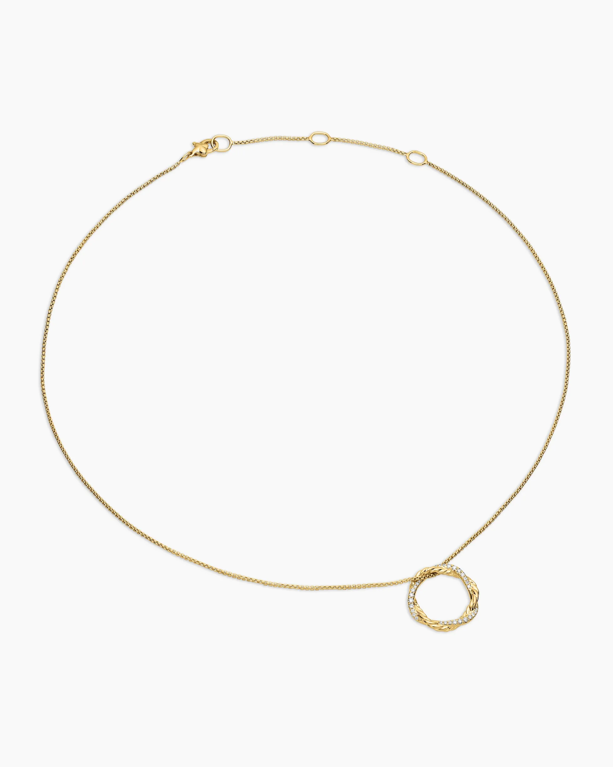 Petite Infinity Pendant Necklace 18K Yellow Gold with Diamonds, 18mm