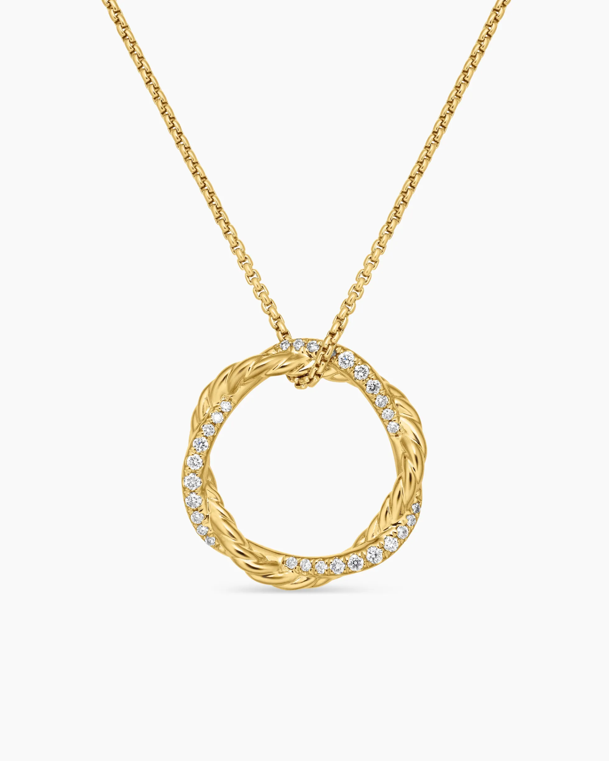 Petite Infinity Pendant Necklace 18K Yellow Gold with Diamonds, 18mm