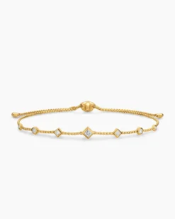 Petite Modern Renaissance® Station Chain Bracelet 18K Yellow Gold with Diamonds, 7.5mm