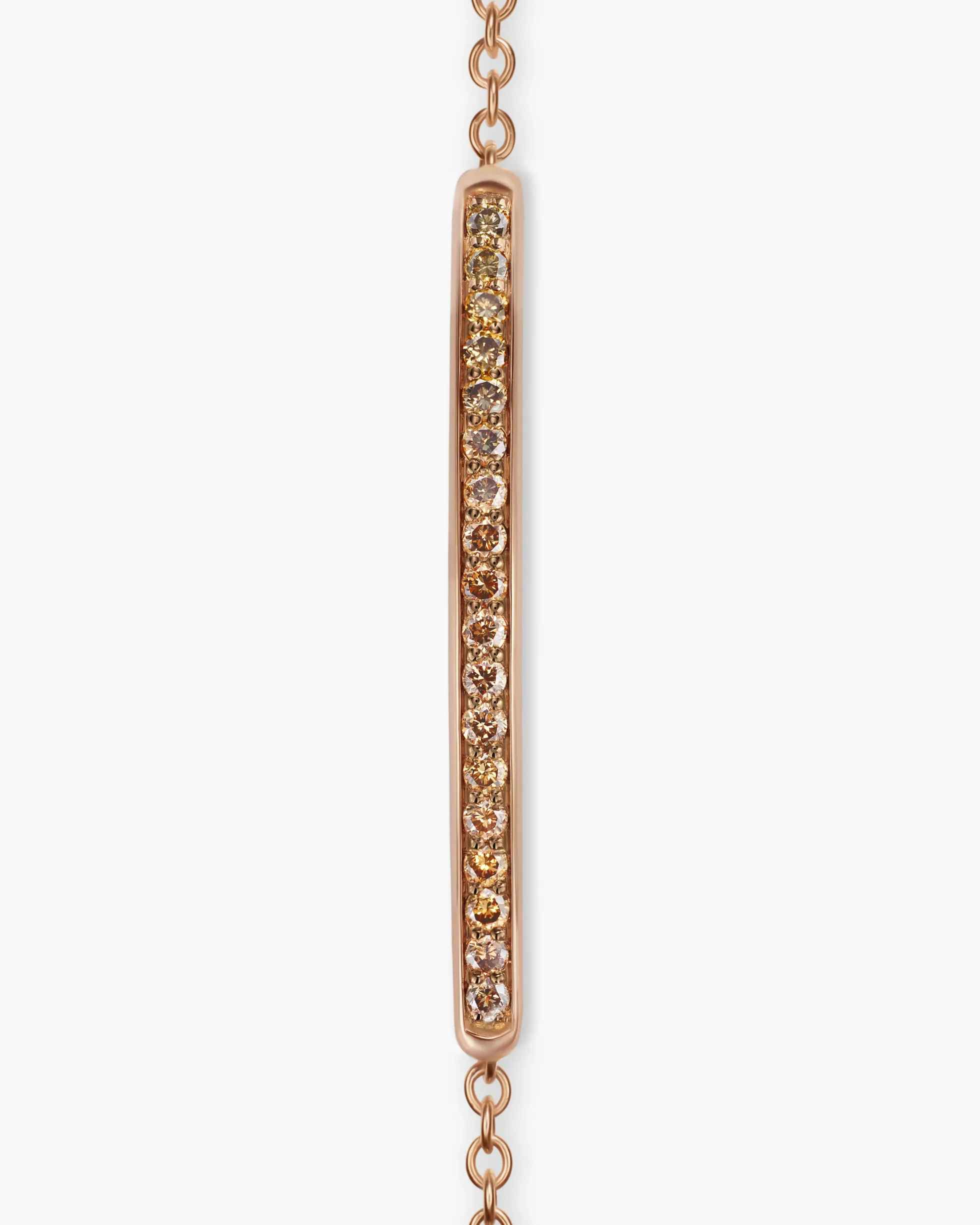 Petite Pavé Bar Bracelet 18K Rose Gold with Cognac Diamonds, 1.7mm
