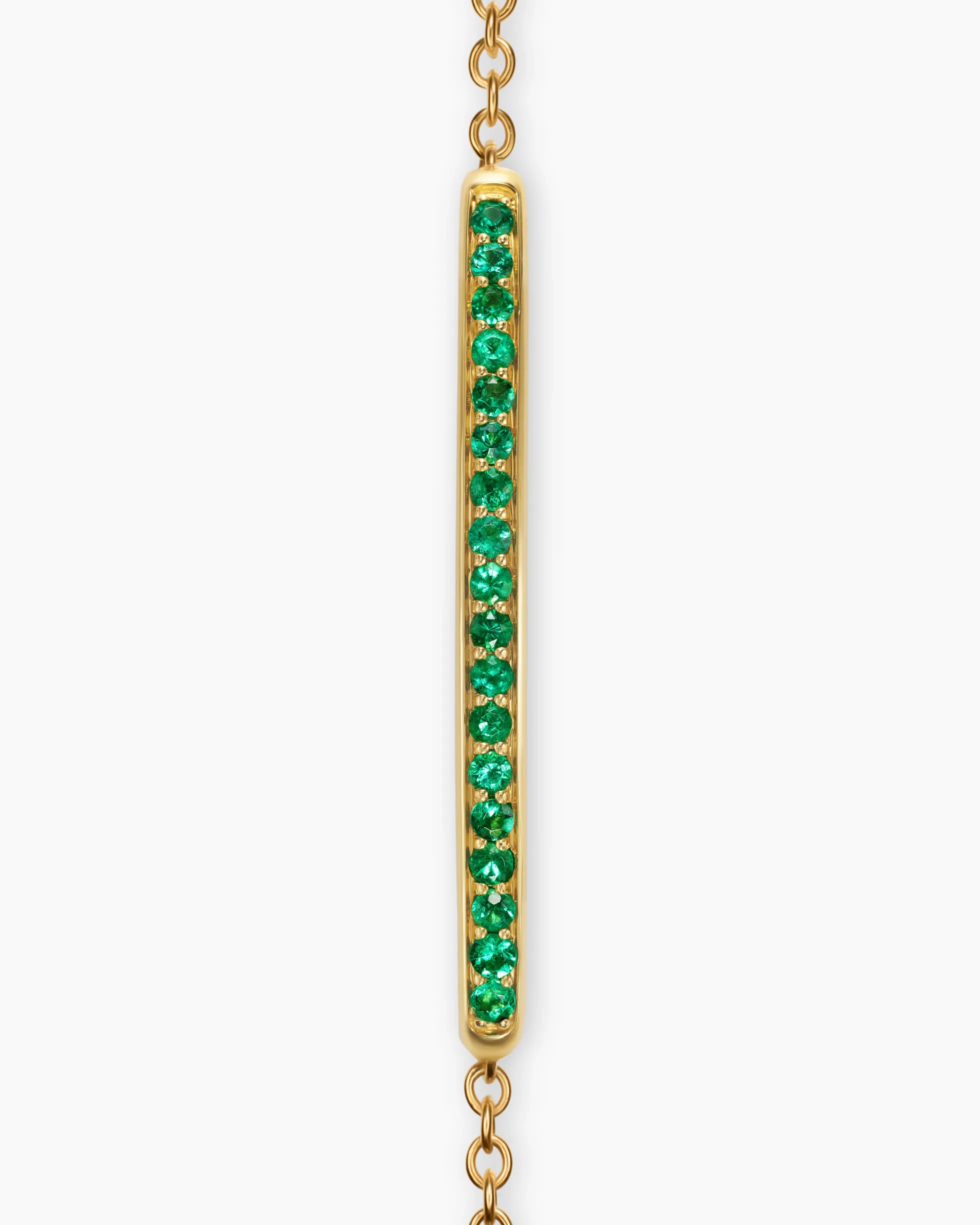 Petite Pavé Bar Bracelet 18K Yellow Gold with Emeralds, 1.7mm