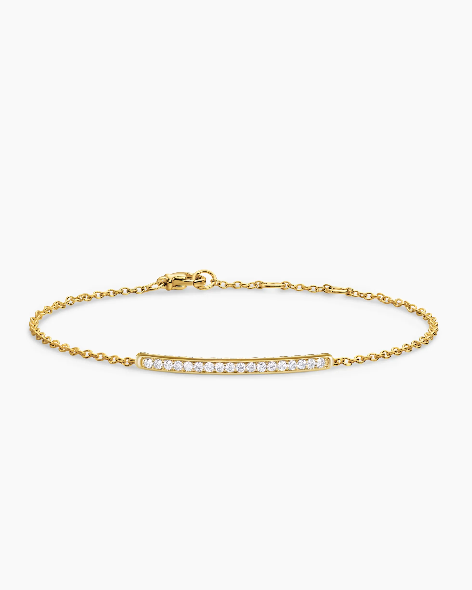 Petite Pavé Bar Bracelet 18K Yellow Gold with Diamonds, 1.7mm