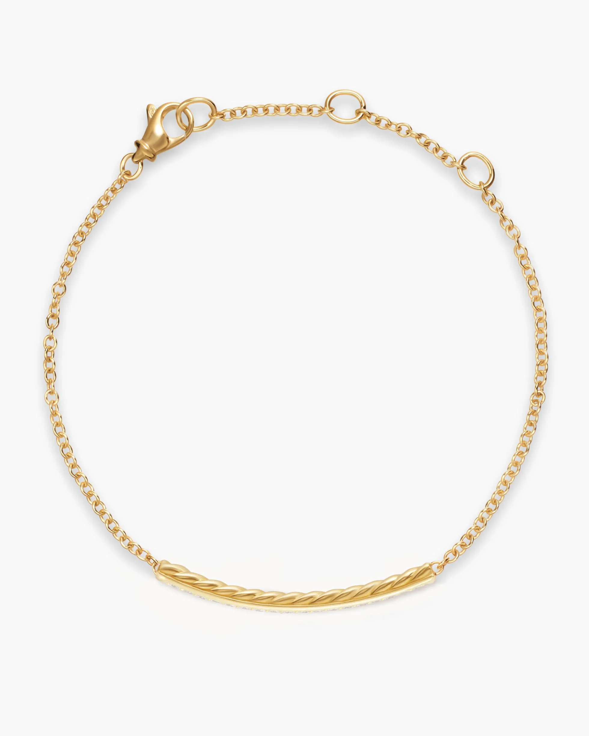 Petite Pavé Bar Bracelet 18K Yellow Gold with Diamonds, 1.7mm