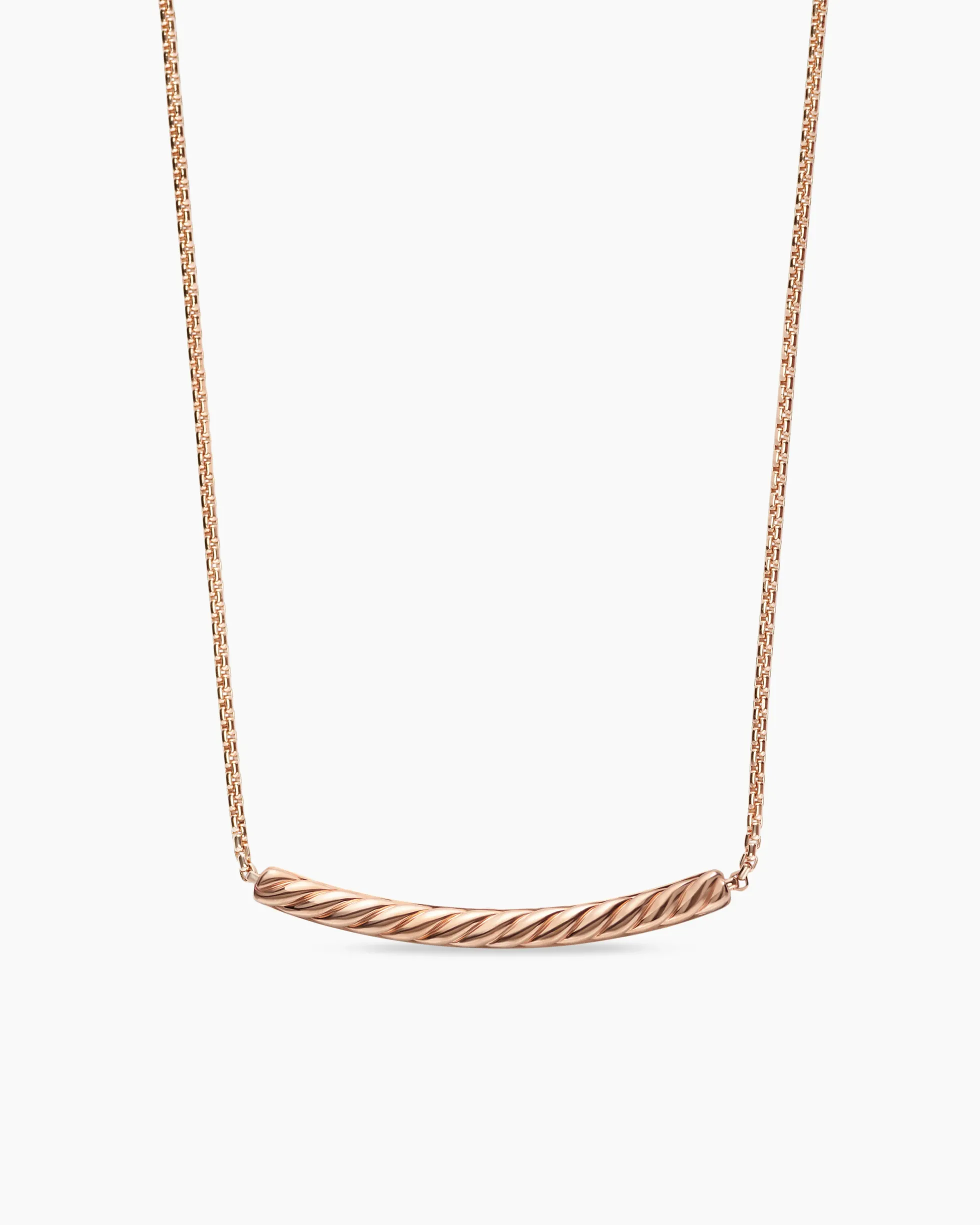 Petite Pavé Bar Necklace 18K Rose Gold with Cognac Diamonds, 1.25mm
