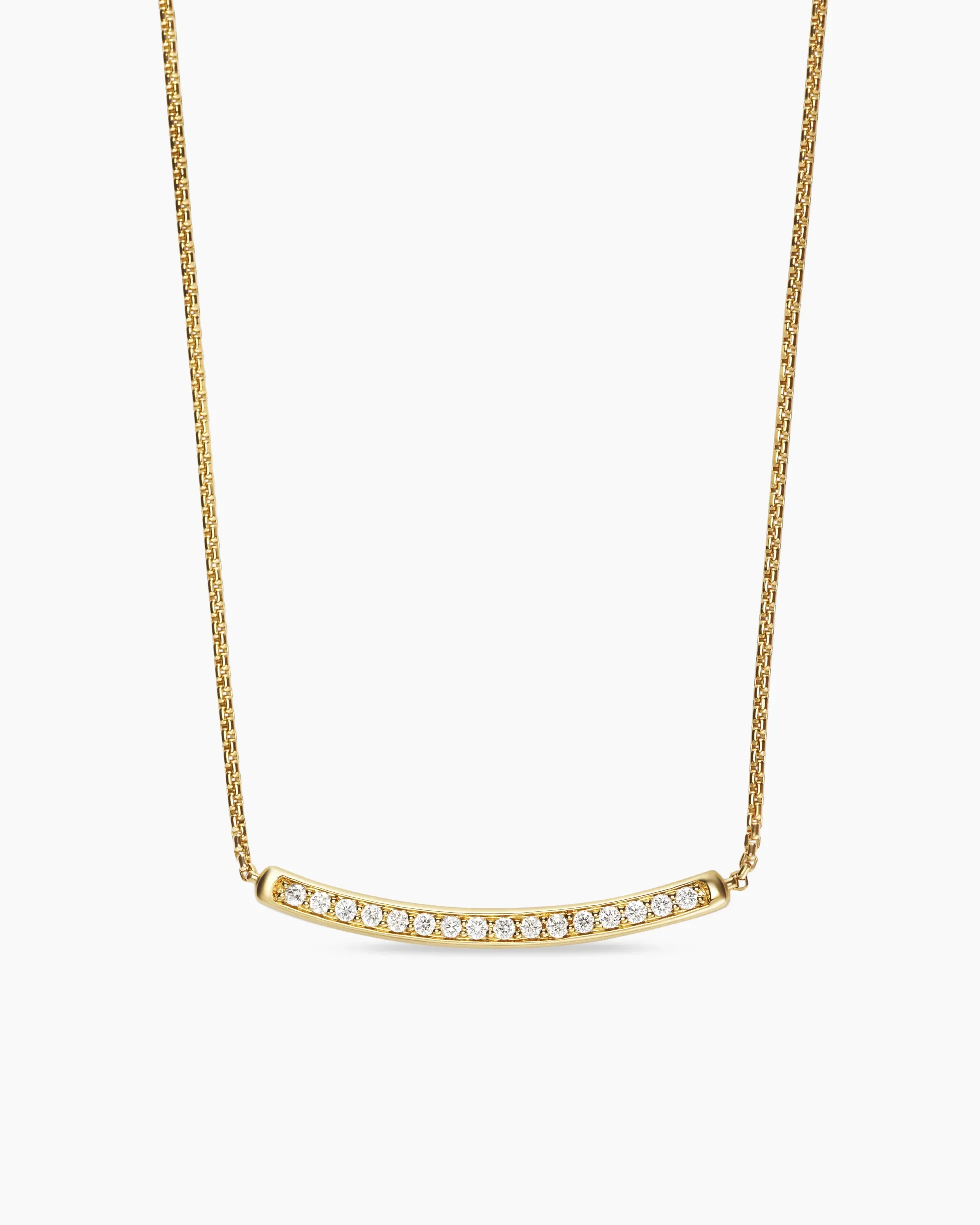 Petite Pavé Bar Necklace 18K Yellow Gold with Diamonds, 1.25mm