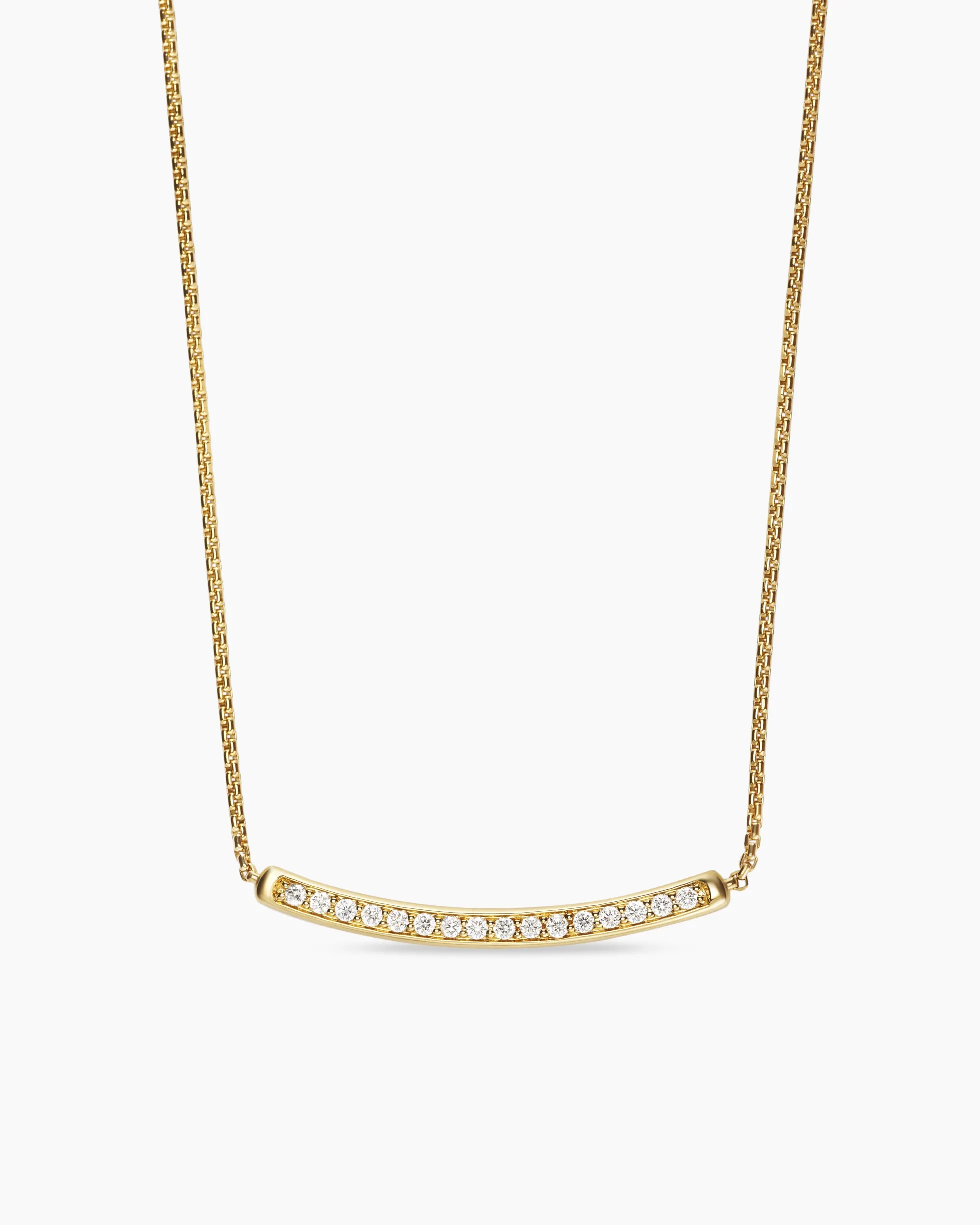 Petite Pavé Bar Necklace 18K Yellow Gold with Diamonds, 1.25mm