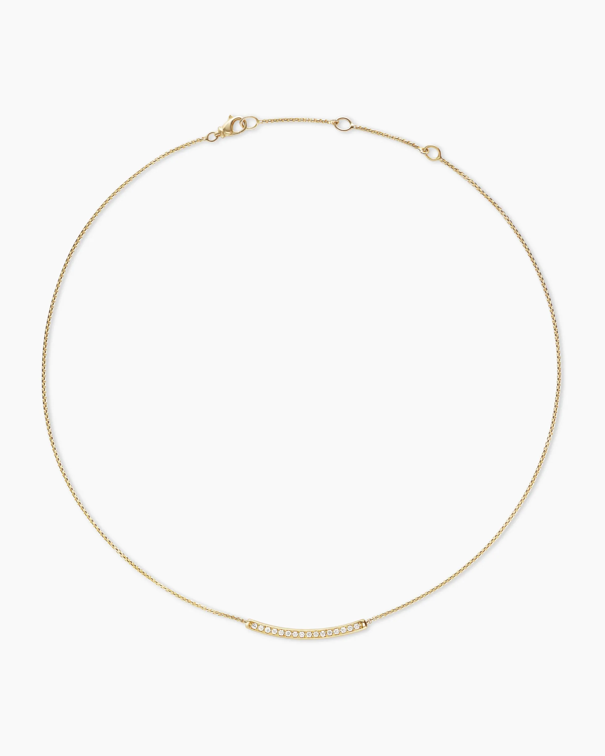 Petite Pavé Bar Necklace 18K Yellow Gold with Diamonds, 1.25mm
