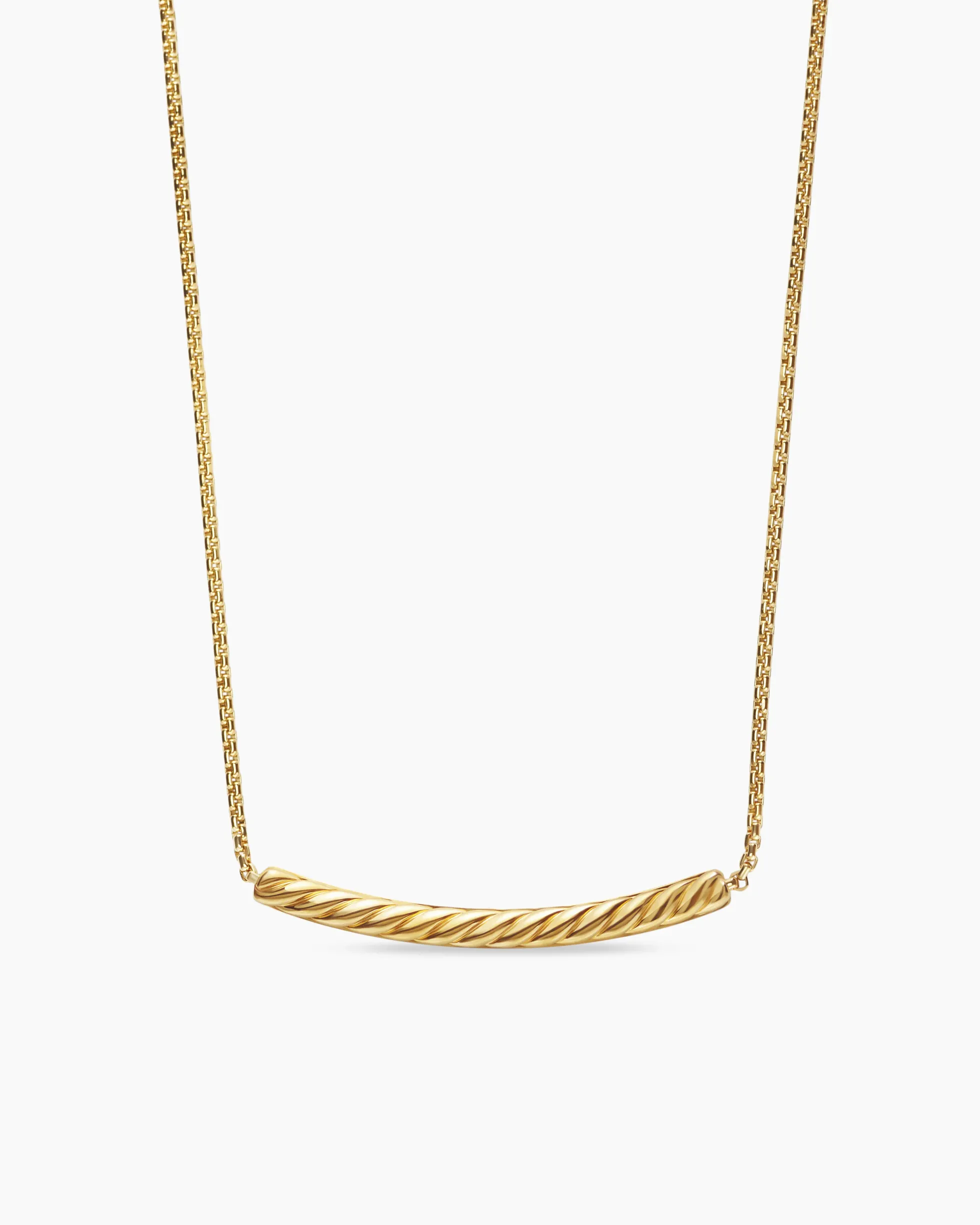 Petite Pavé Bar Necklace 18K Yellow Gold with Rubies, 1.25mm