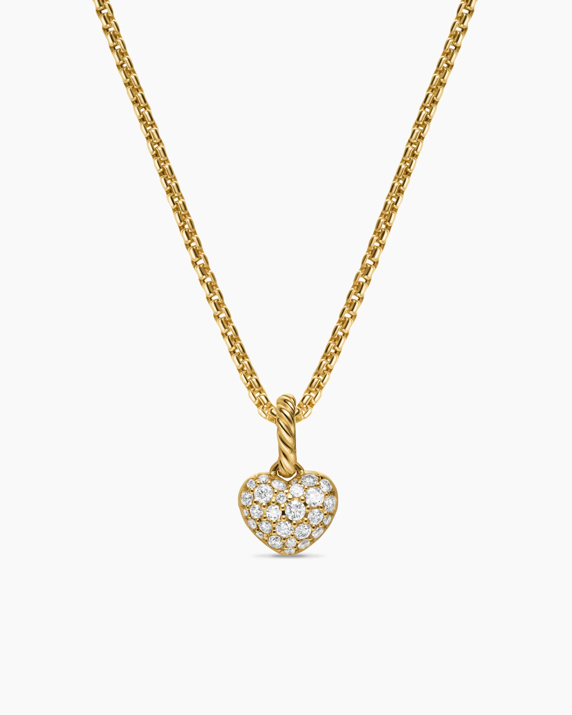 Petite Pavé Heart Amulet 18K Yellow Gold with Diamonds, 7.4mm