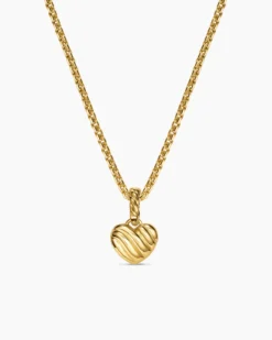 Petite Pavé Heart Amulet 18K Yellow Gold with Diamonds, 7.4mm