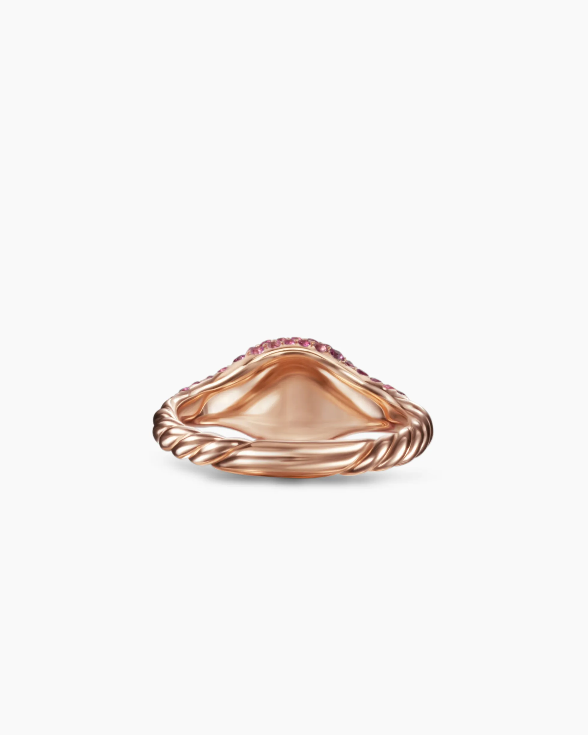 Petite Pavé Pinky Ring 18K Rose Gold with Pink Sapphires, 7mm