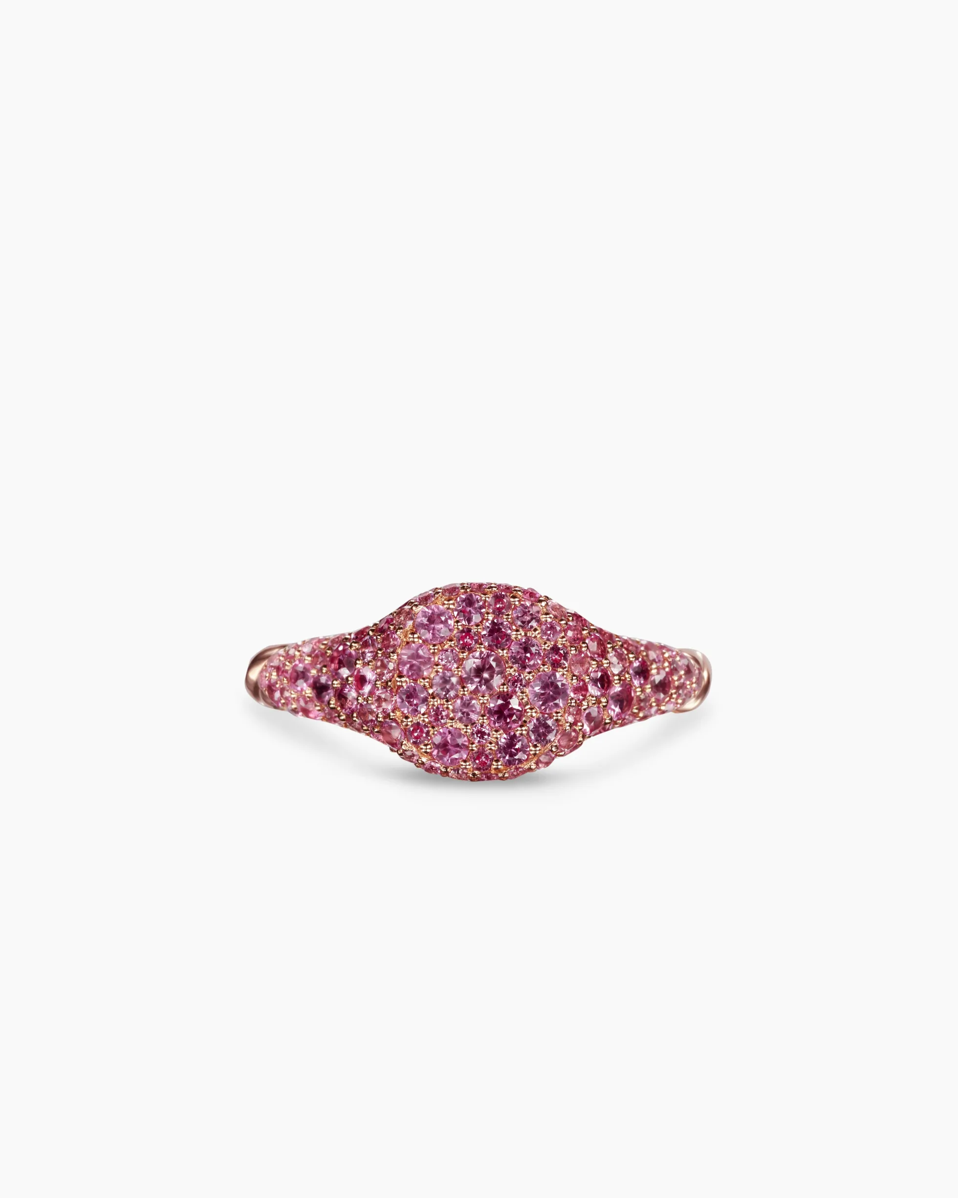 Petite Pavé Pinky Ring 18K Rose Gold with Pink Sapphires, 7mm