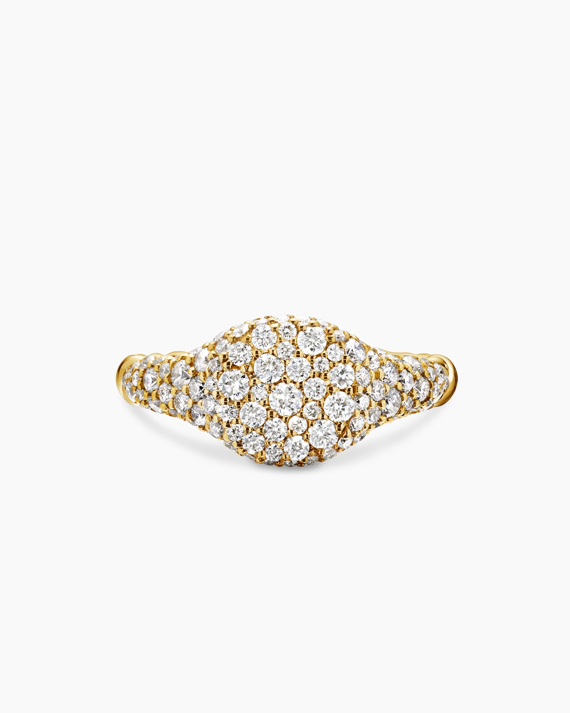 Petite Pavé Pinky Ring 18K Yellow Gold with Diamonds, 7mm