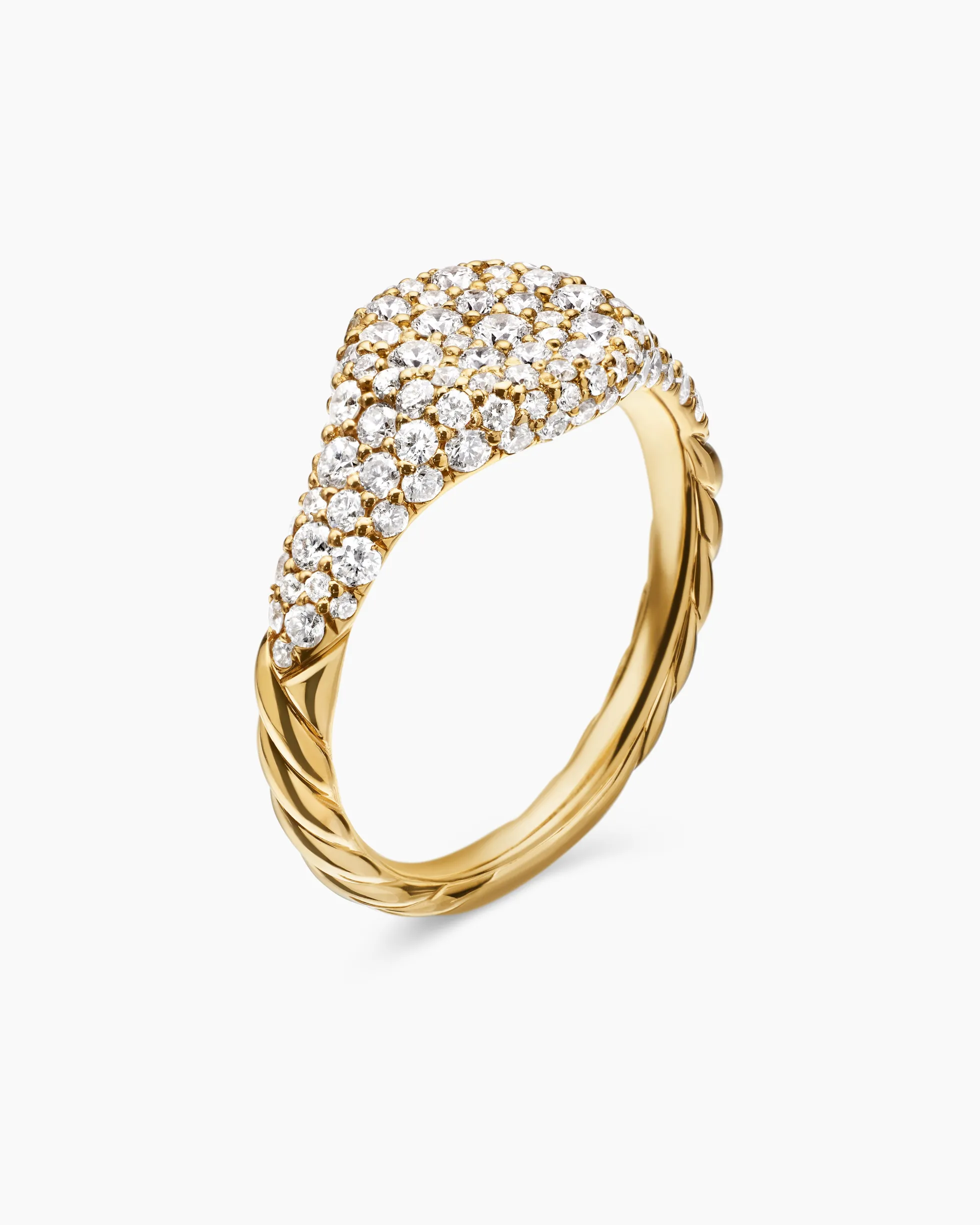Petite Pavé Pinky Ring 18K Yellow Gold with Diamonds, 7mm