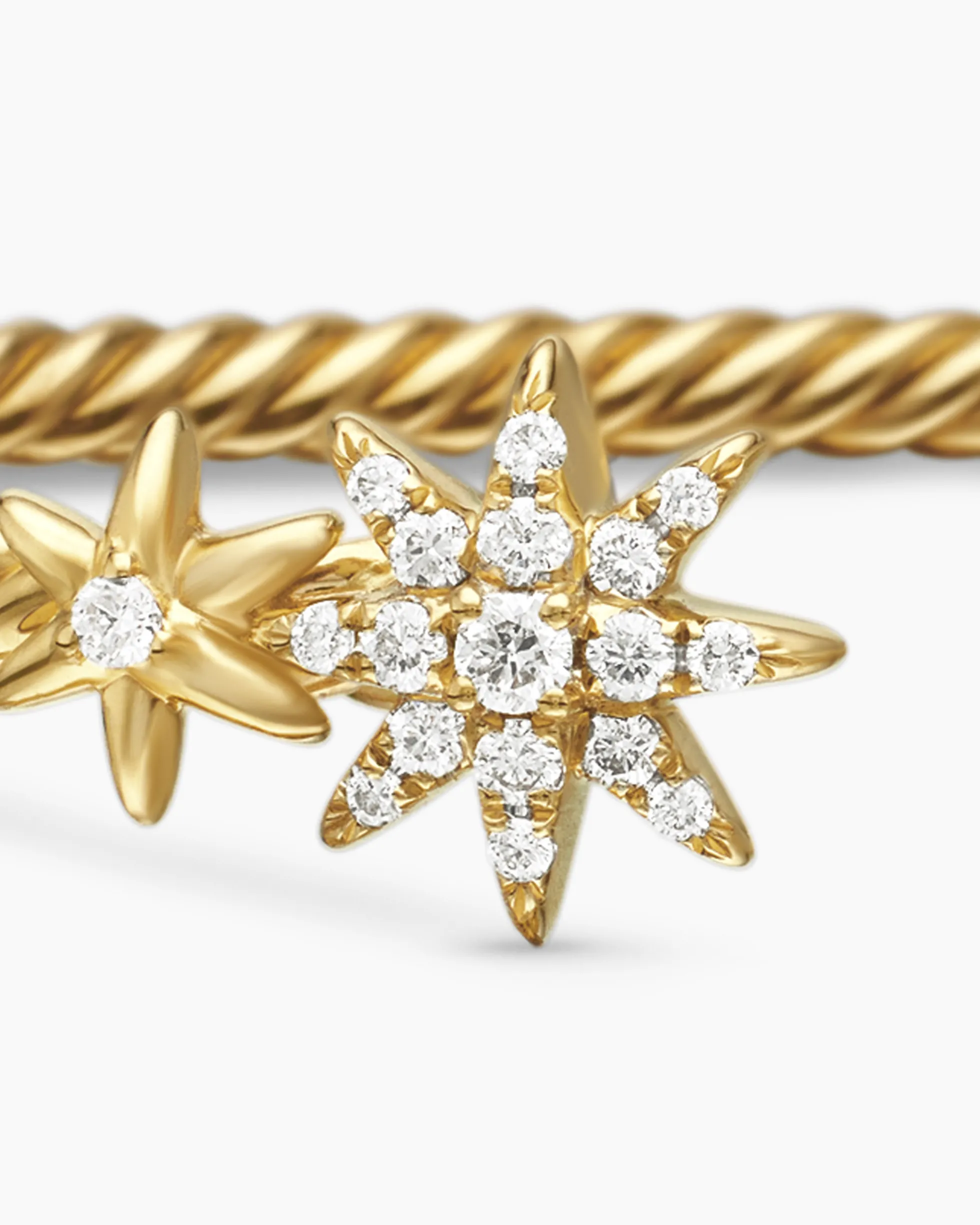 Petite Starburst Cable Bracelet 18K Yellow Gold with Diamonds, 2.6mm