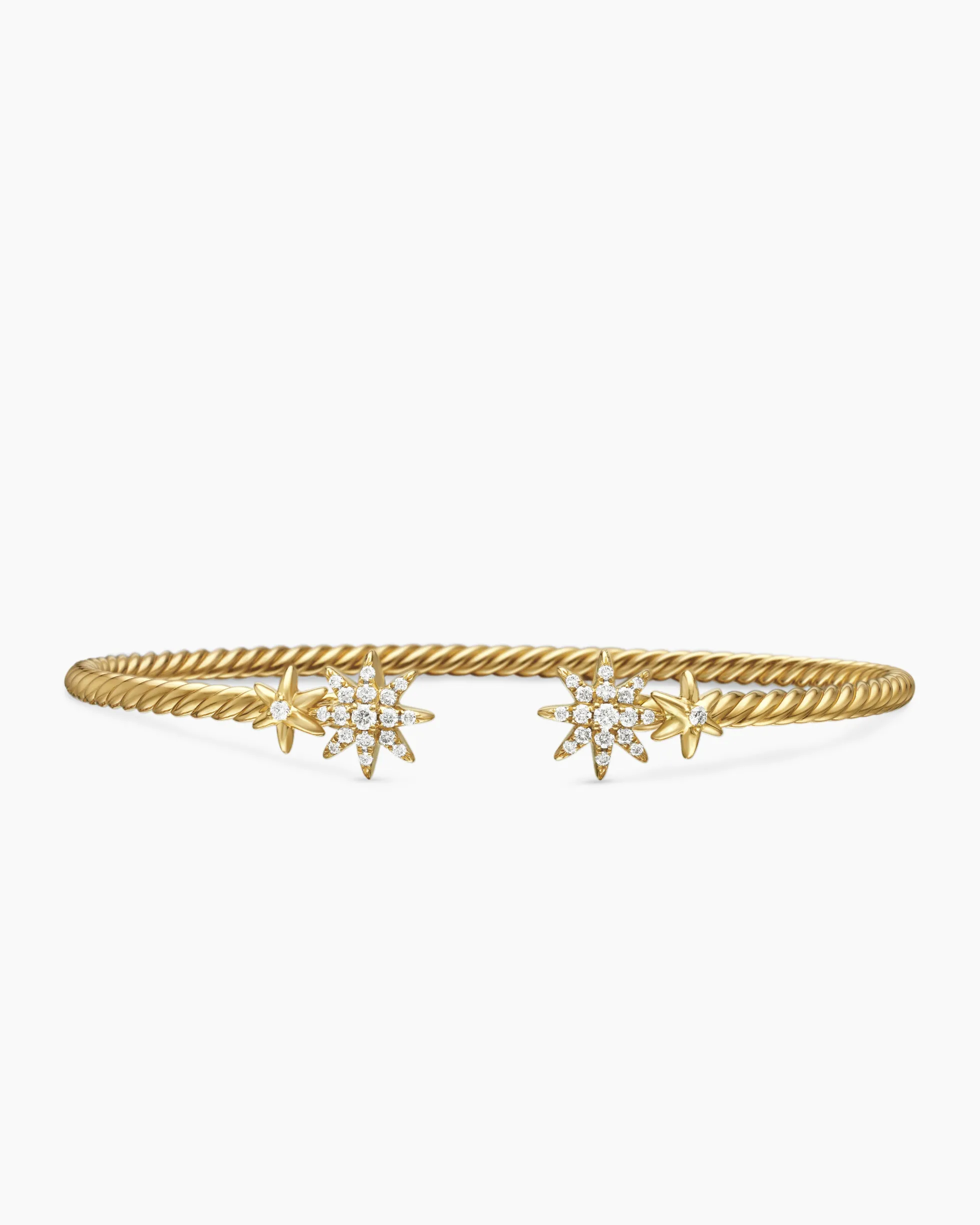 Petite Starburst Cable Bracelet 18K Yellow Gold with Diamonds, 2.6mm