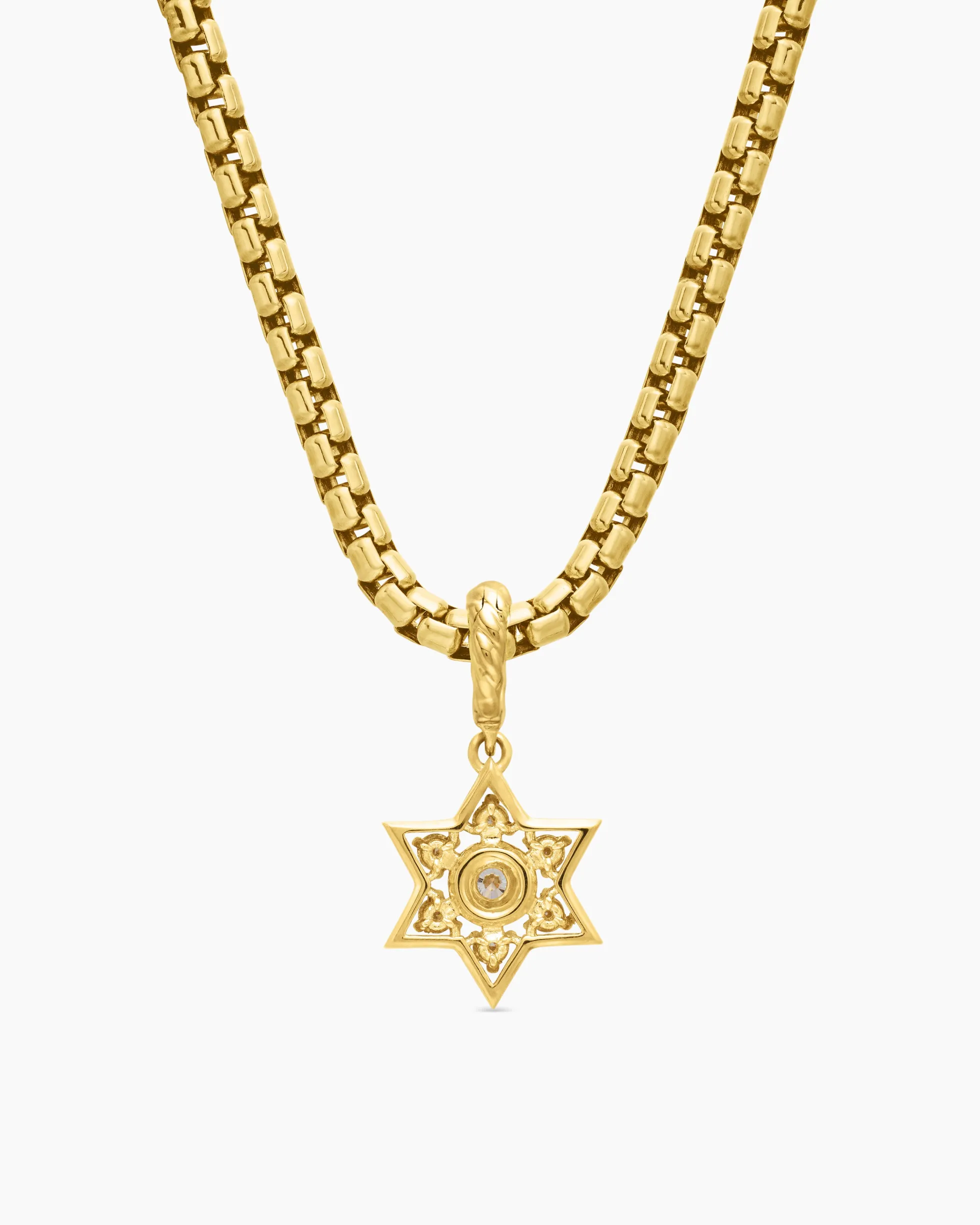 Petite Star of David Pendant 18K Yellow Gold with Diamonds, 11.2mm