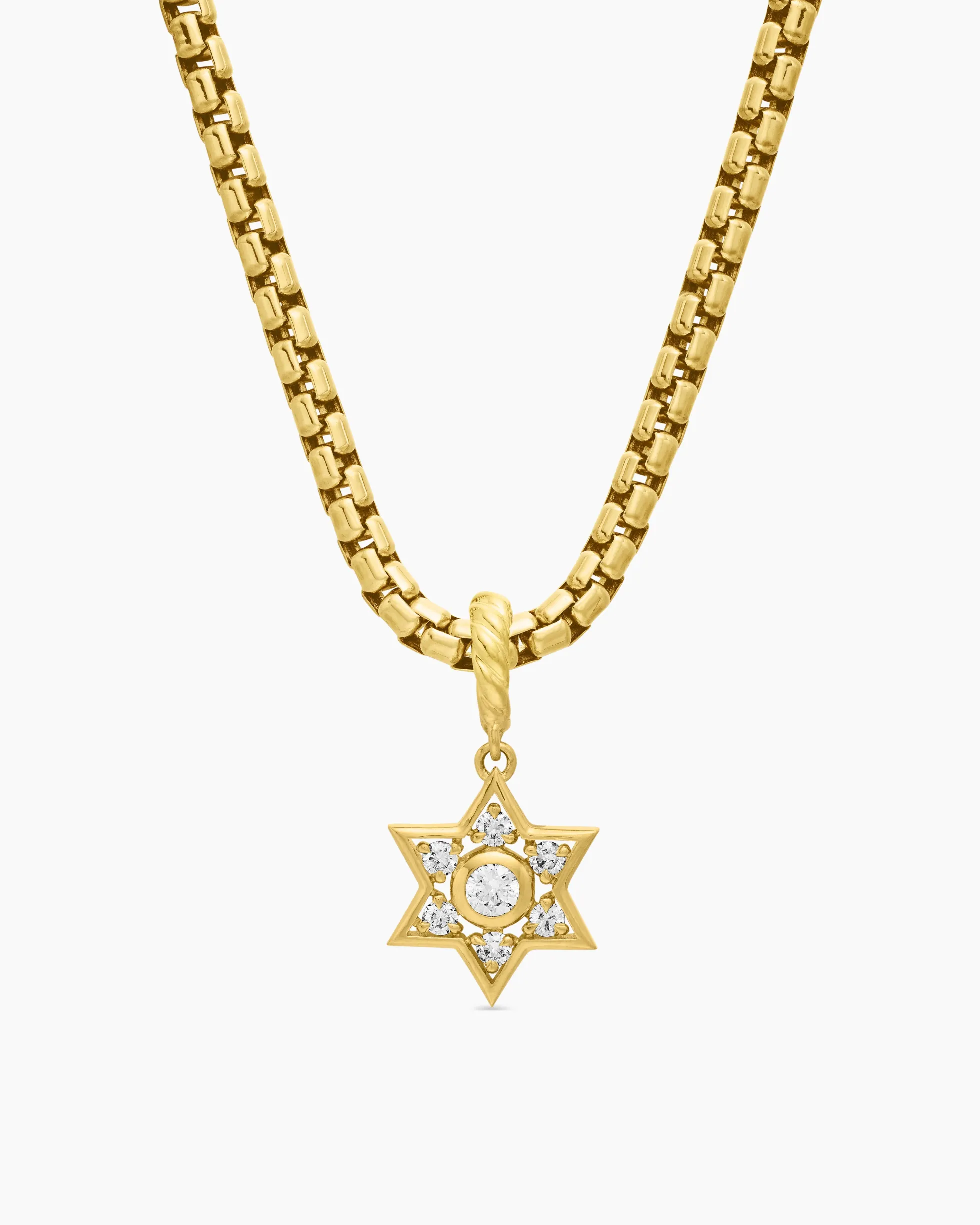 Petite Star of David Pendant 18K Yellow Gold with Diamonds, 11.2mm