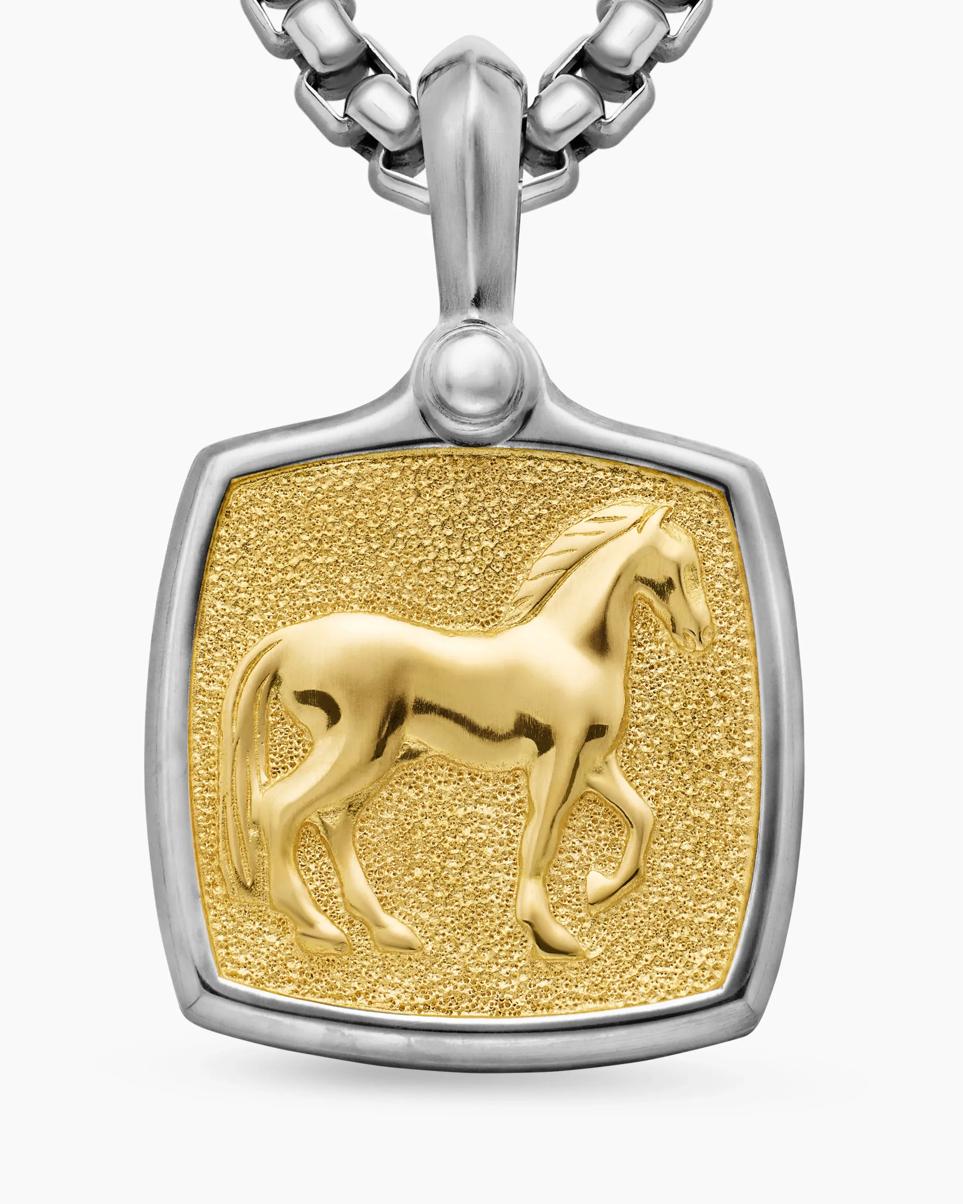 Petrvs® Horse Amulet Sterling Silver with 18K Yellow Gold, 19mm