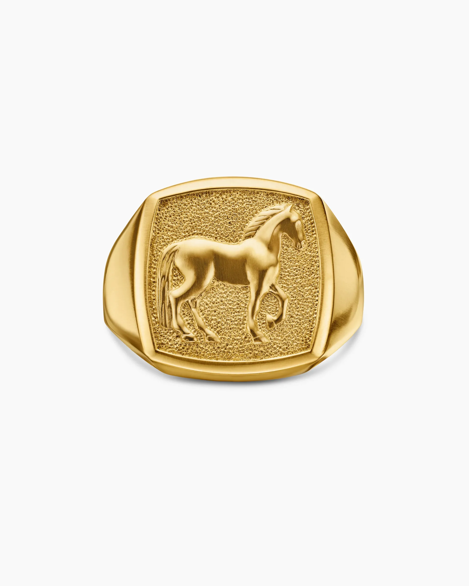 Petrvs® Horse Signet Ring 18K Yellow Gold, 18.3mm