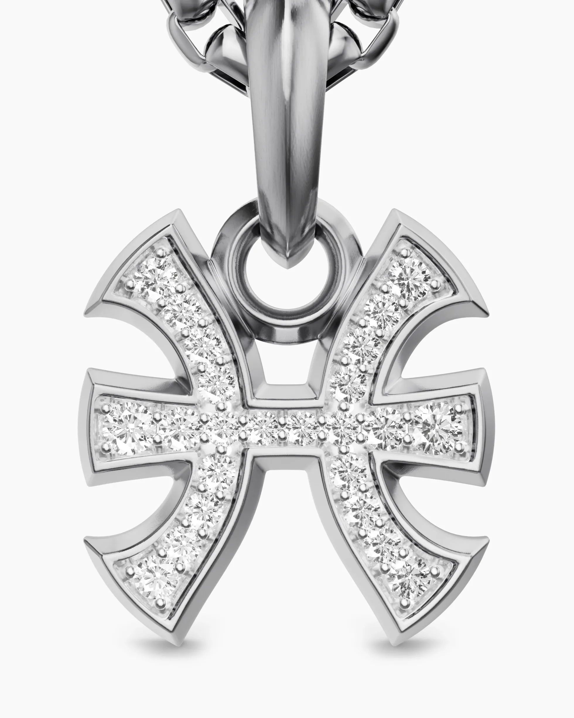 Pisces Amulet Sterling Silver with Diamonds, 15.3mm