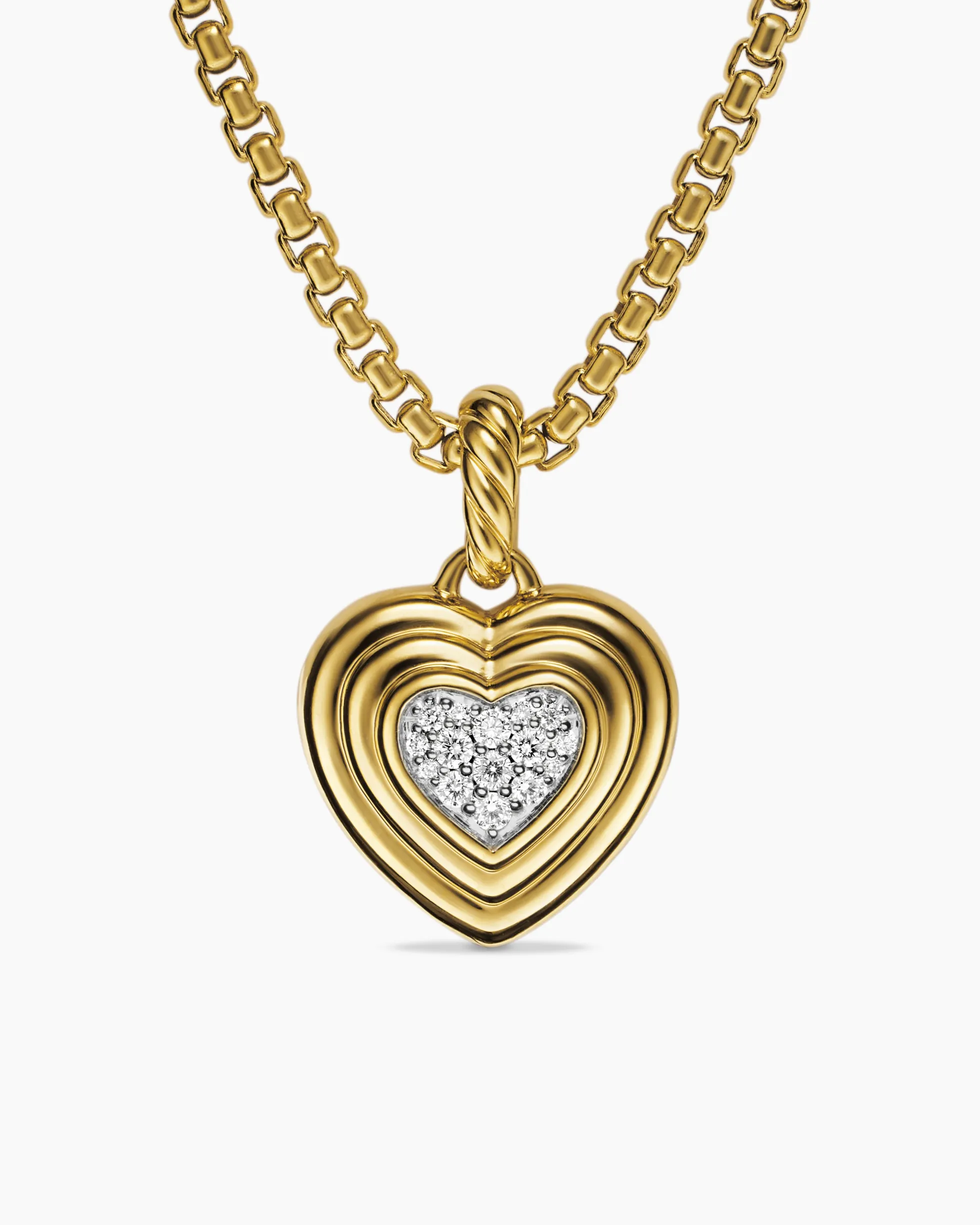Puffy Heart Amulet 18K Yellow Gold with Diamonds, 17mm