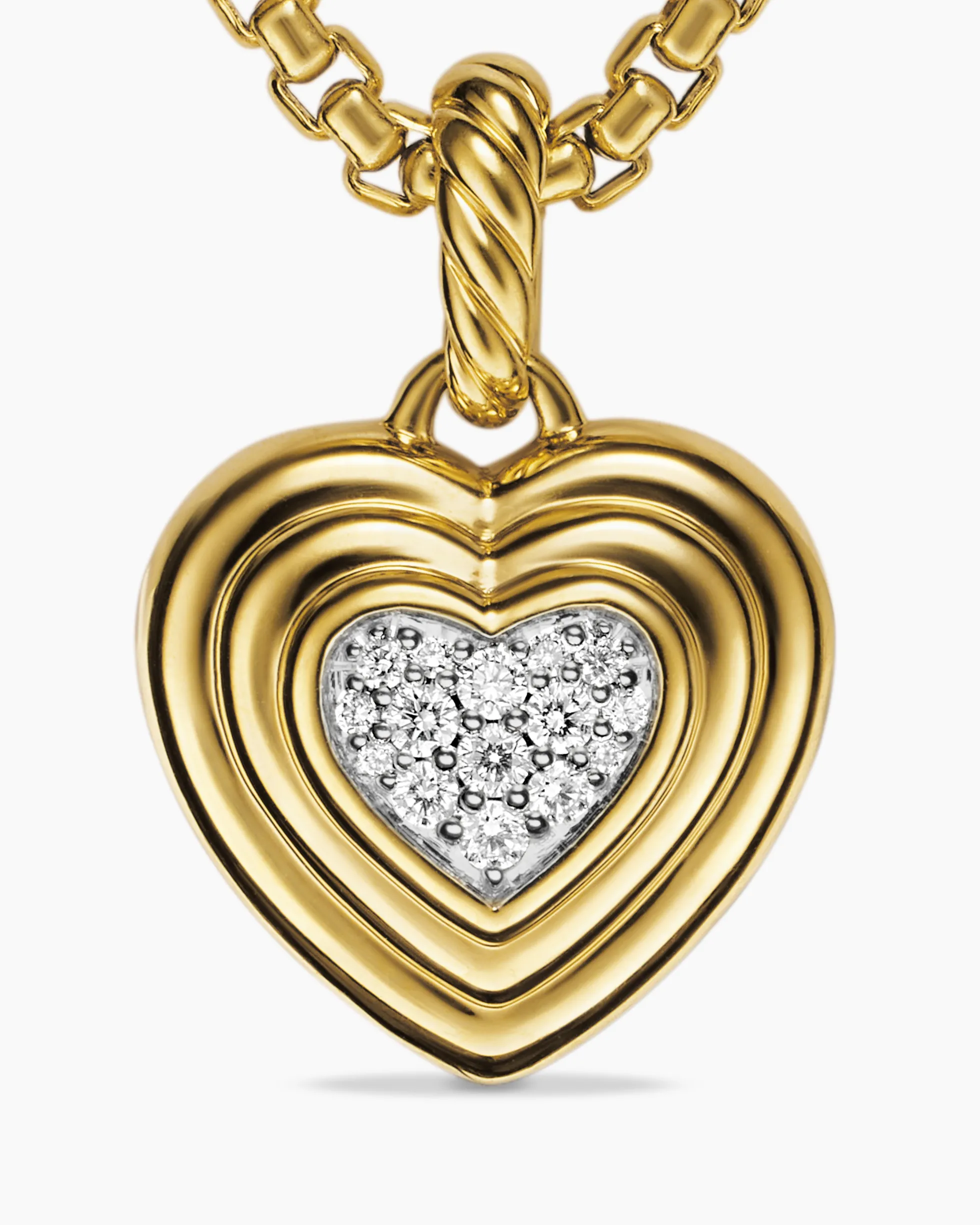 Puffy Heart Amulet 18K Yellow Gold with Diamonds, 17mm
