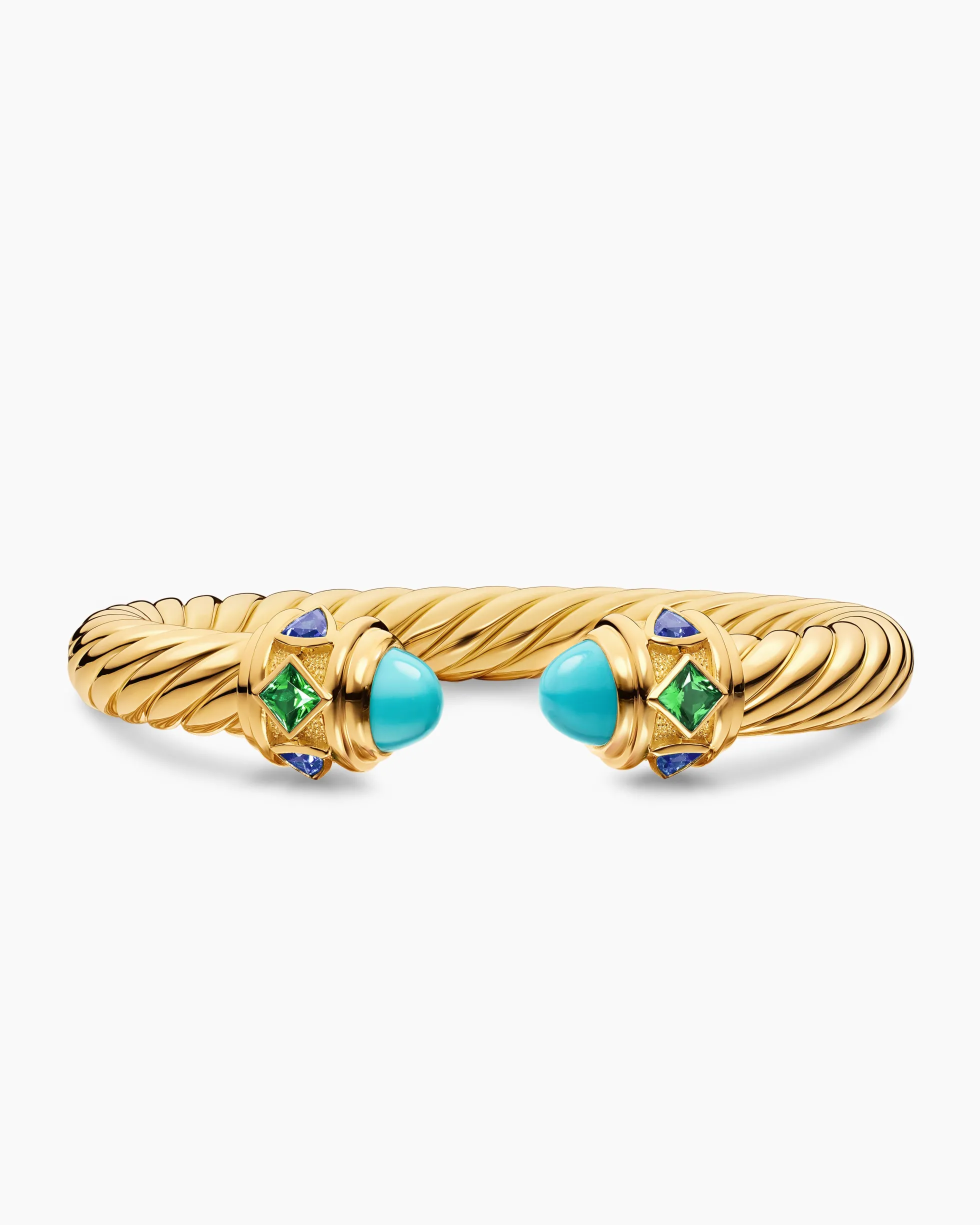 Renaissance® Cablespira® Bracelet 18K Yellow Gold with Turquoise, Tsavorite and Tanzanite, 9mm