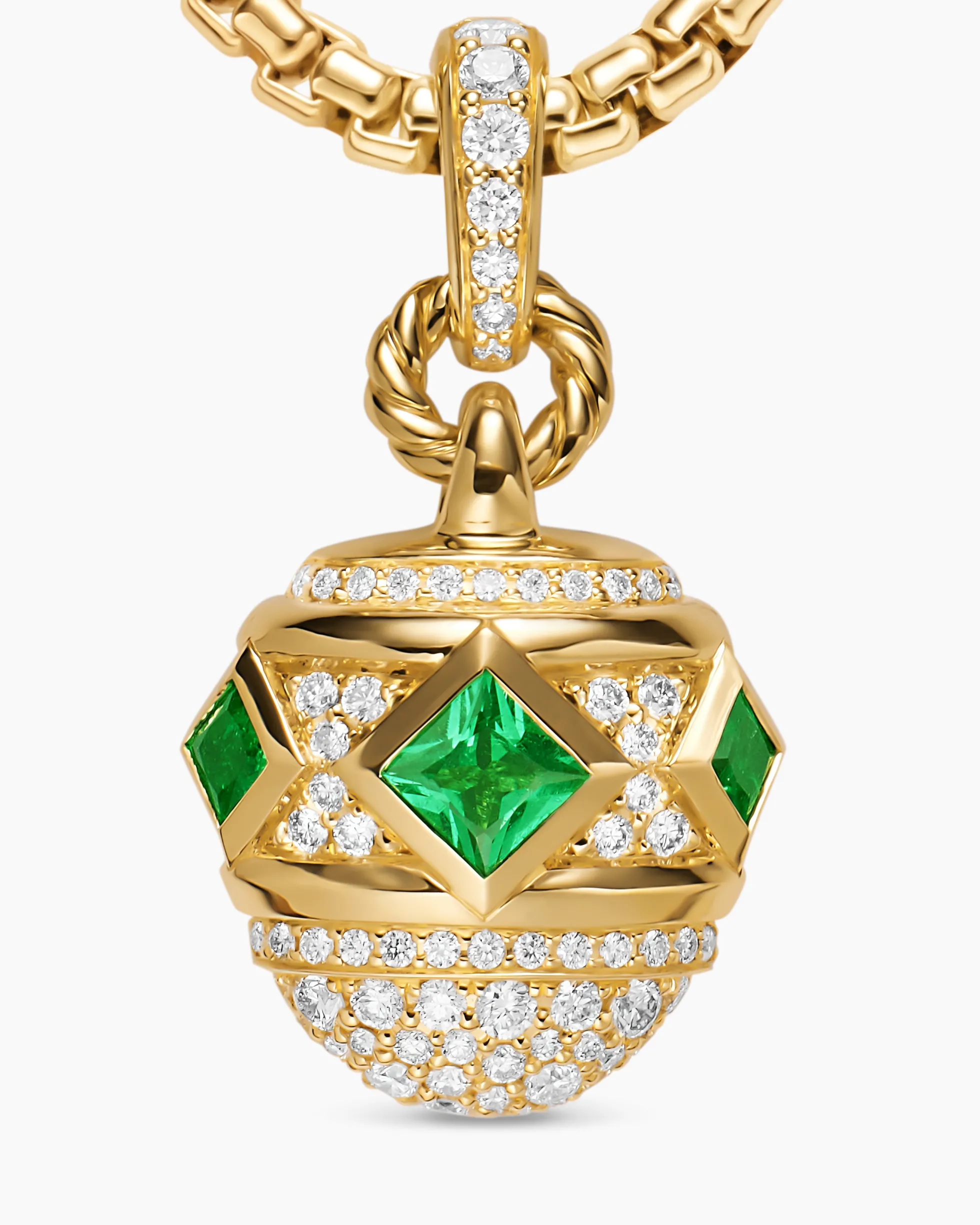 Renaissance® Pavé Amulet 18K Yellow Gold with Emeralds and Diamonds, 17mm