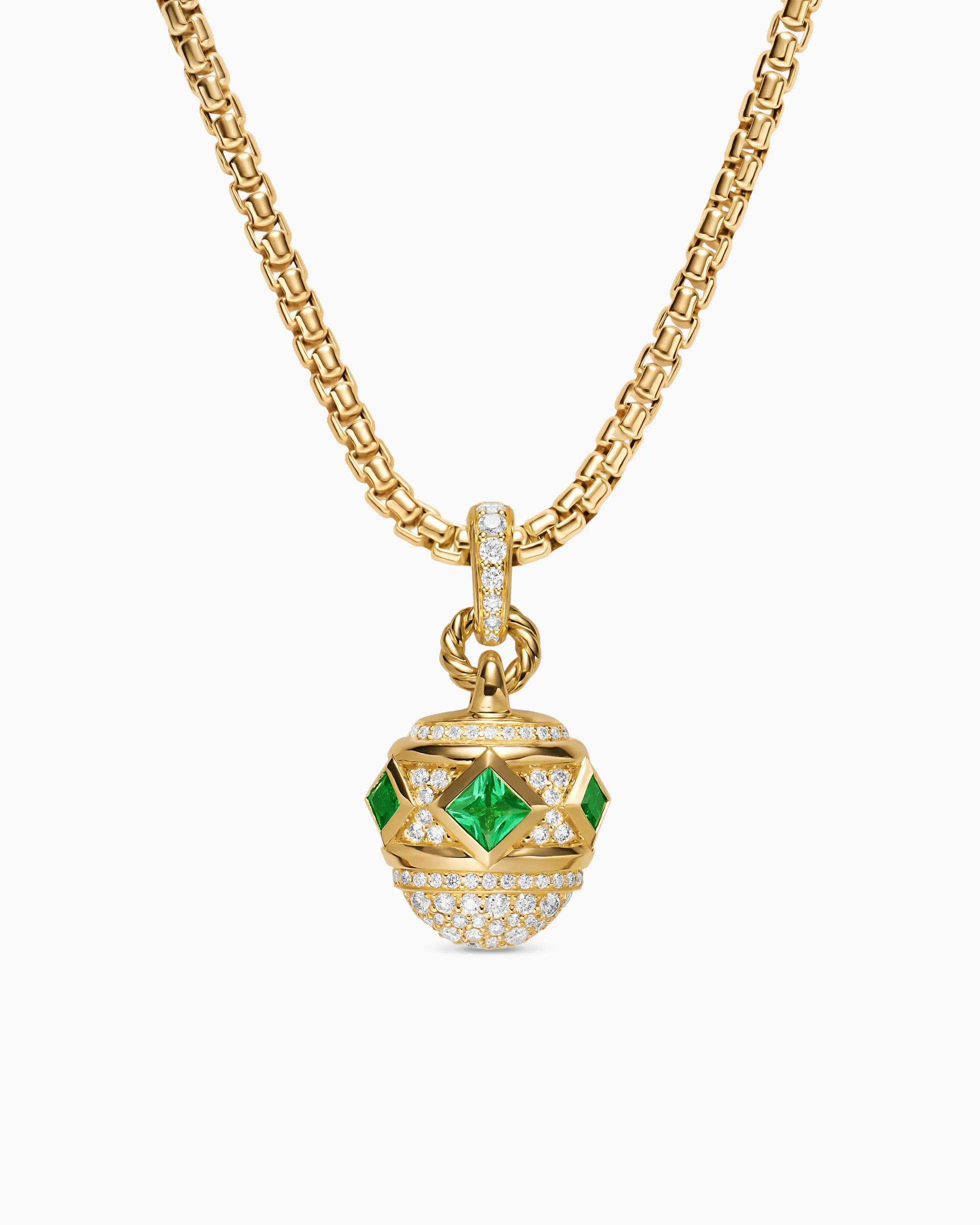Renaissance® Pavé Amulet 18K Yellow Gold with Emeralds and Diamonds, 17mm