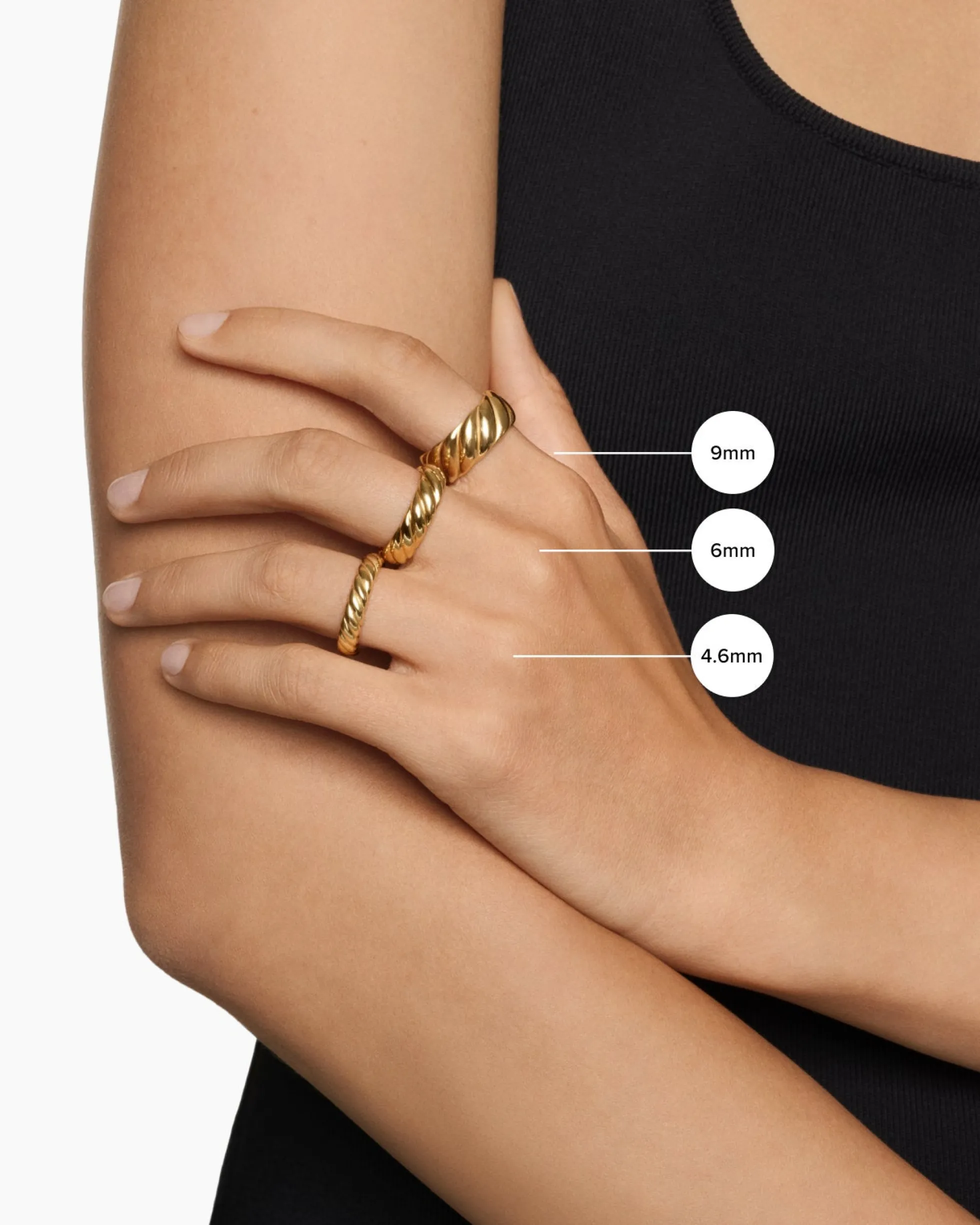 Sculpted Cable Band Ring 18K Yellow Gold, 6mm
