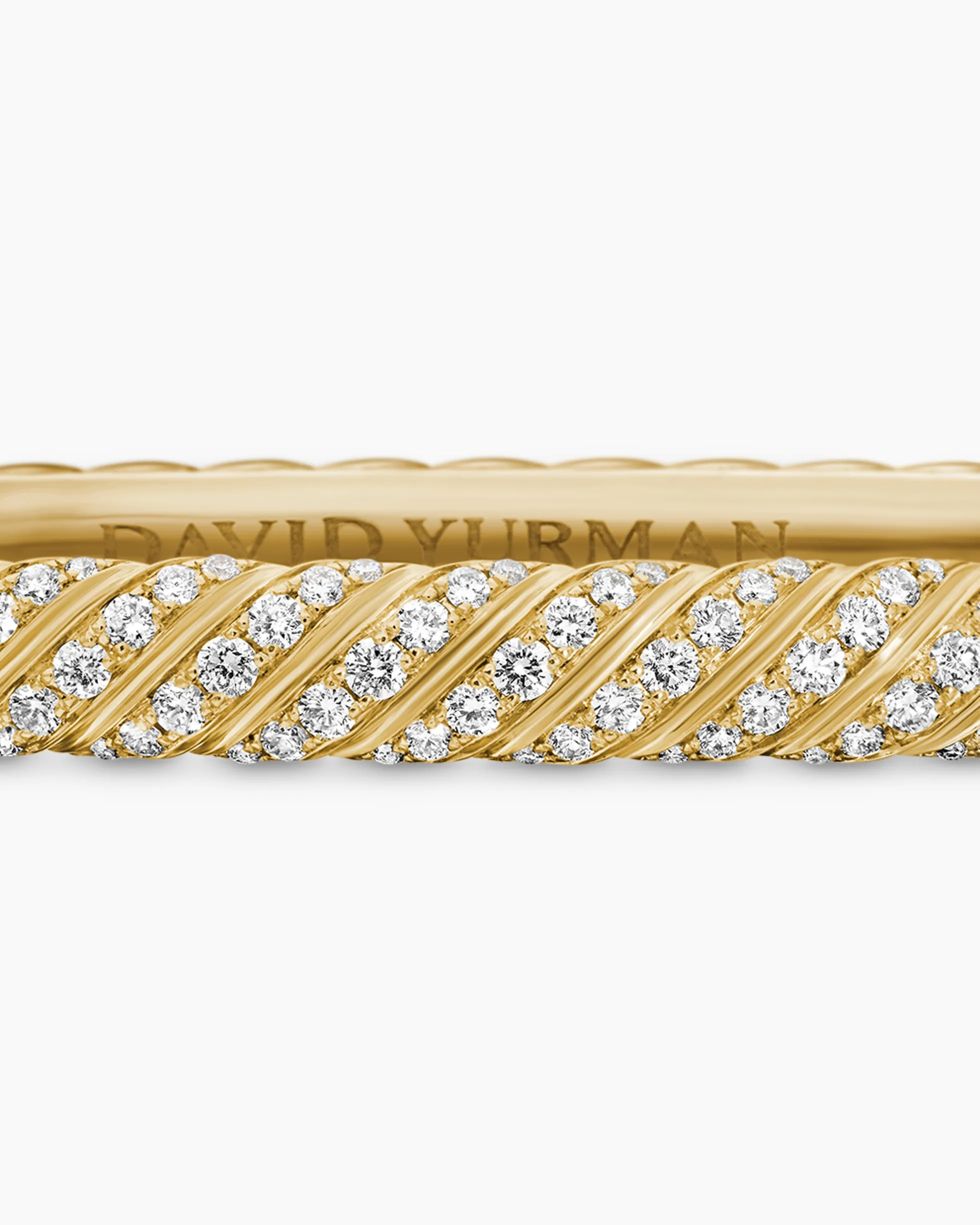 Sculpted Cable Bangle Bracelet 18K Yellow Gold with Diamonds, 4.6mm