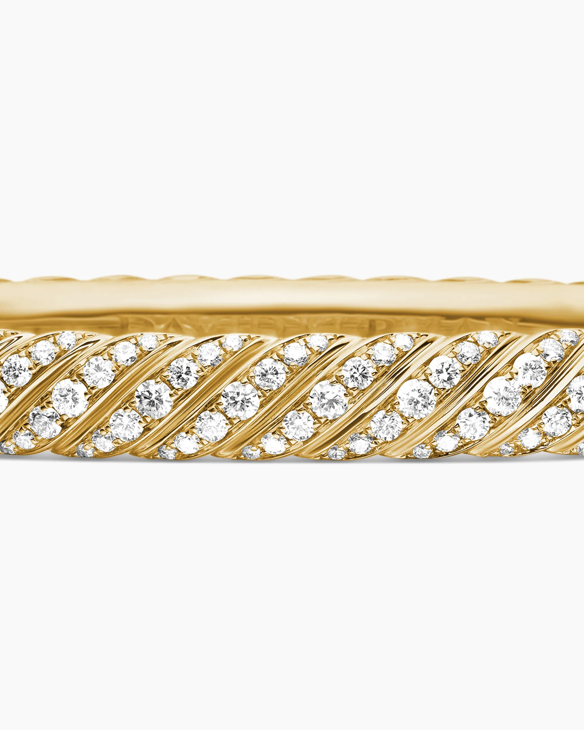 Sculpted Cable Bangle Bracelet 18K Yellow Gold with Diamonds, 6.2mm