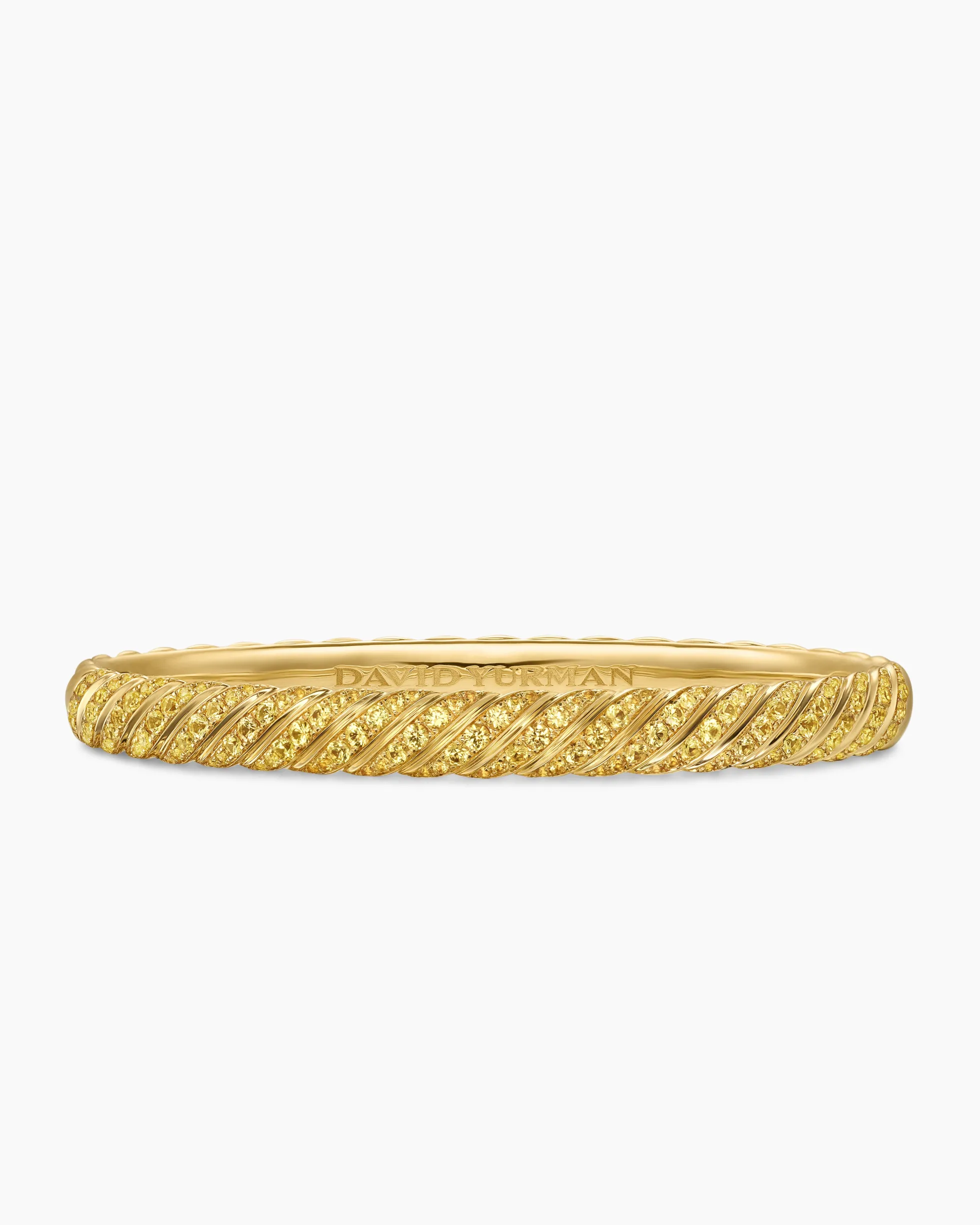 Sculpted Cable Bangle Bracelet 18K Yellow Gold with Yellow Sapphires, 6.2mm