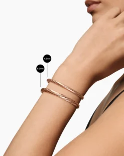 Sculpted Cable Bangle Bracelet 18K Rose Gold, 6.2mm