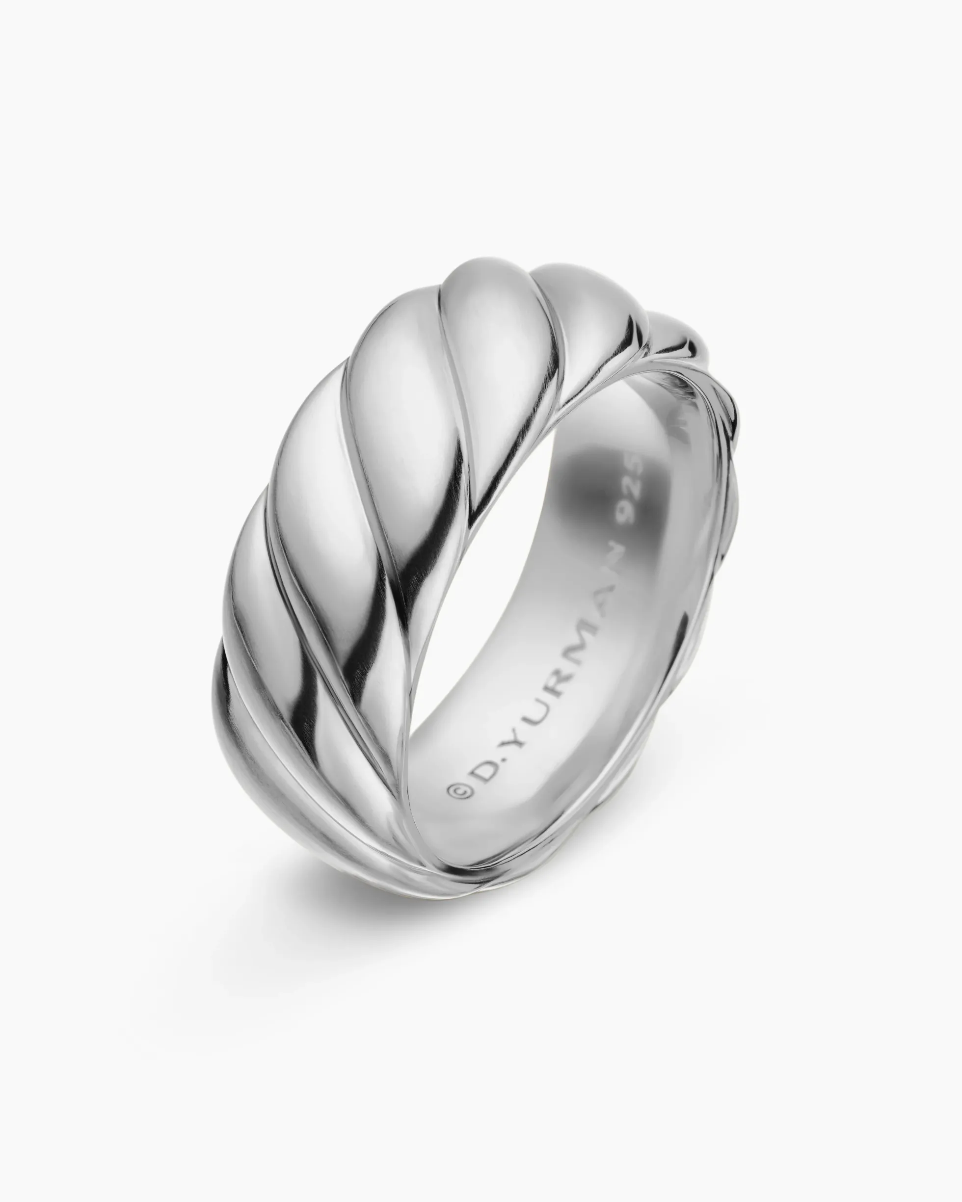 Sculpted Cable Contour Band Ring Sterling Silver, 9mm