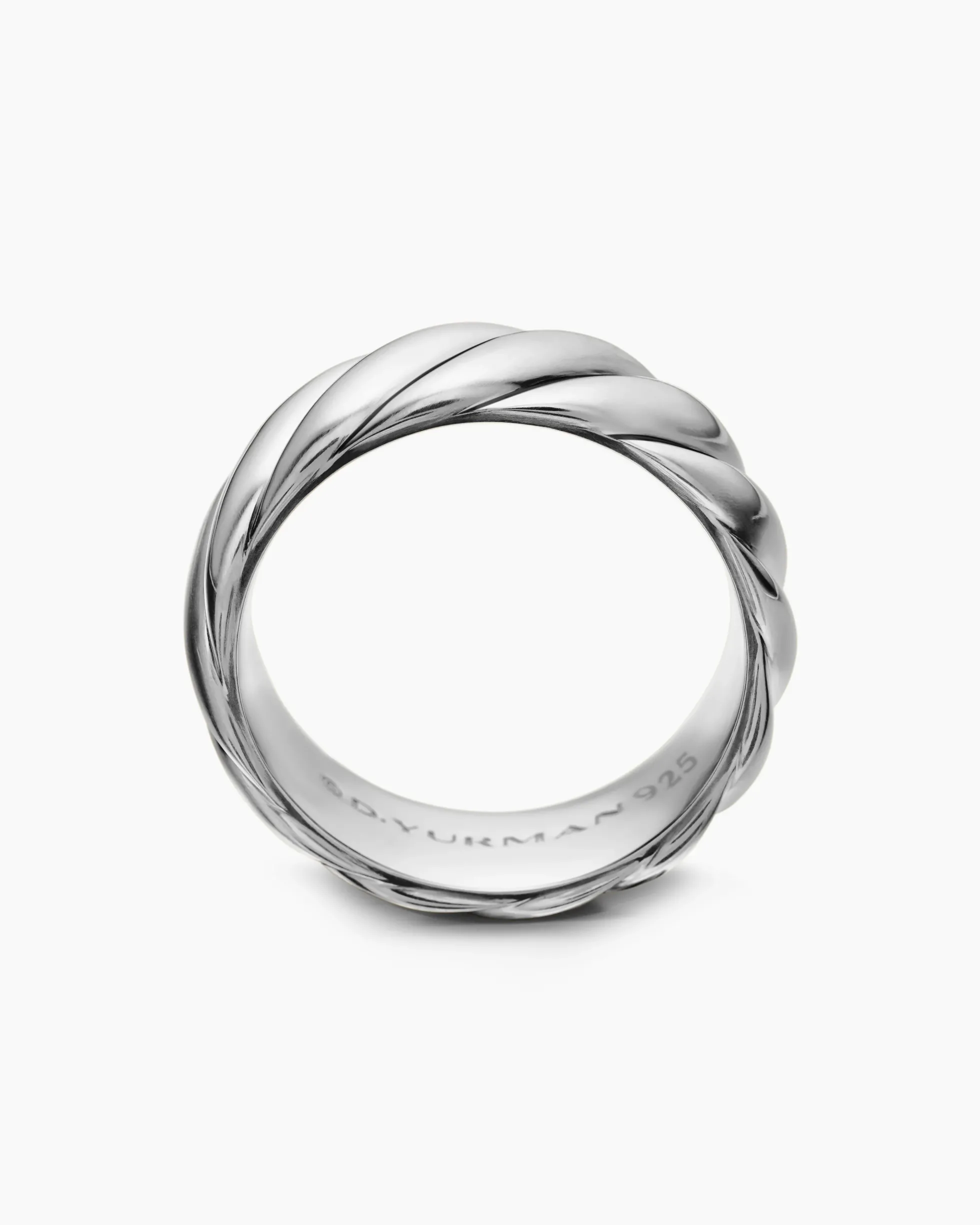 Sculpted Cable Contour Band Ring Sterling Silver, 9mm